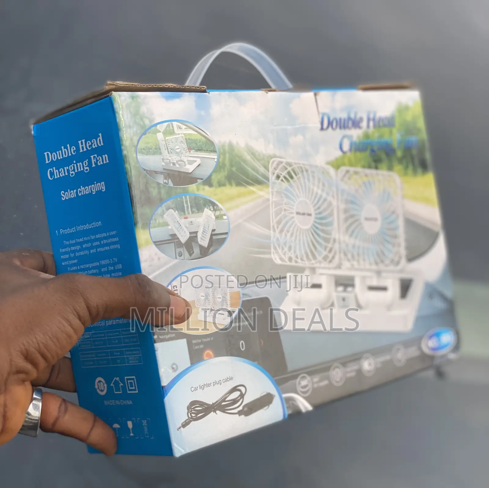 Unique Dual Head Rechargeable Solar Fan