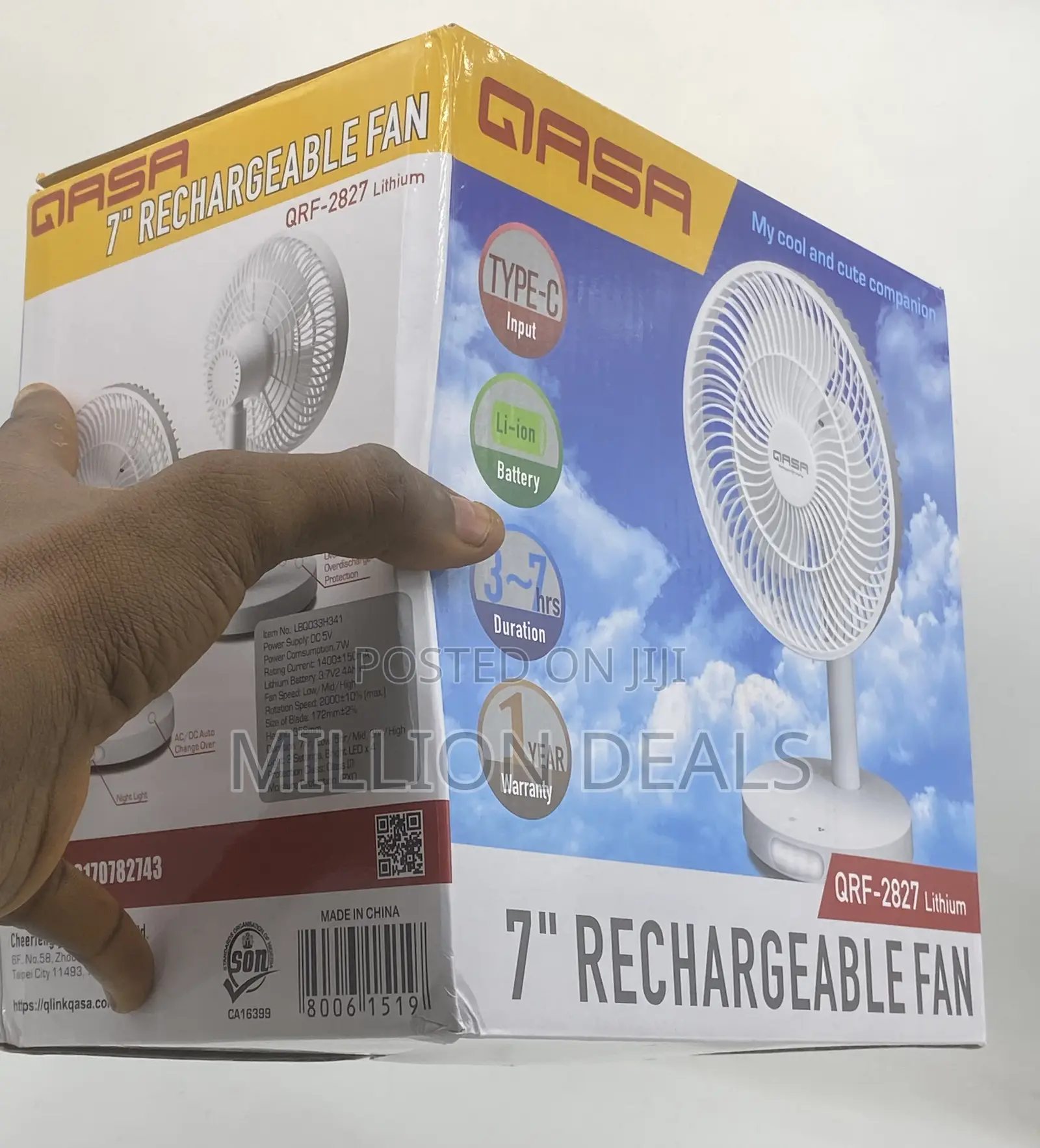 Portable “7” RECHARGEABLE FAN