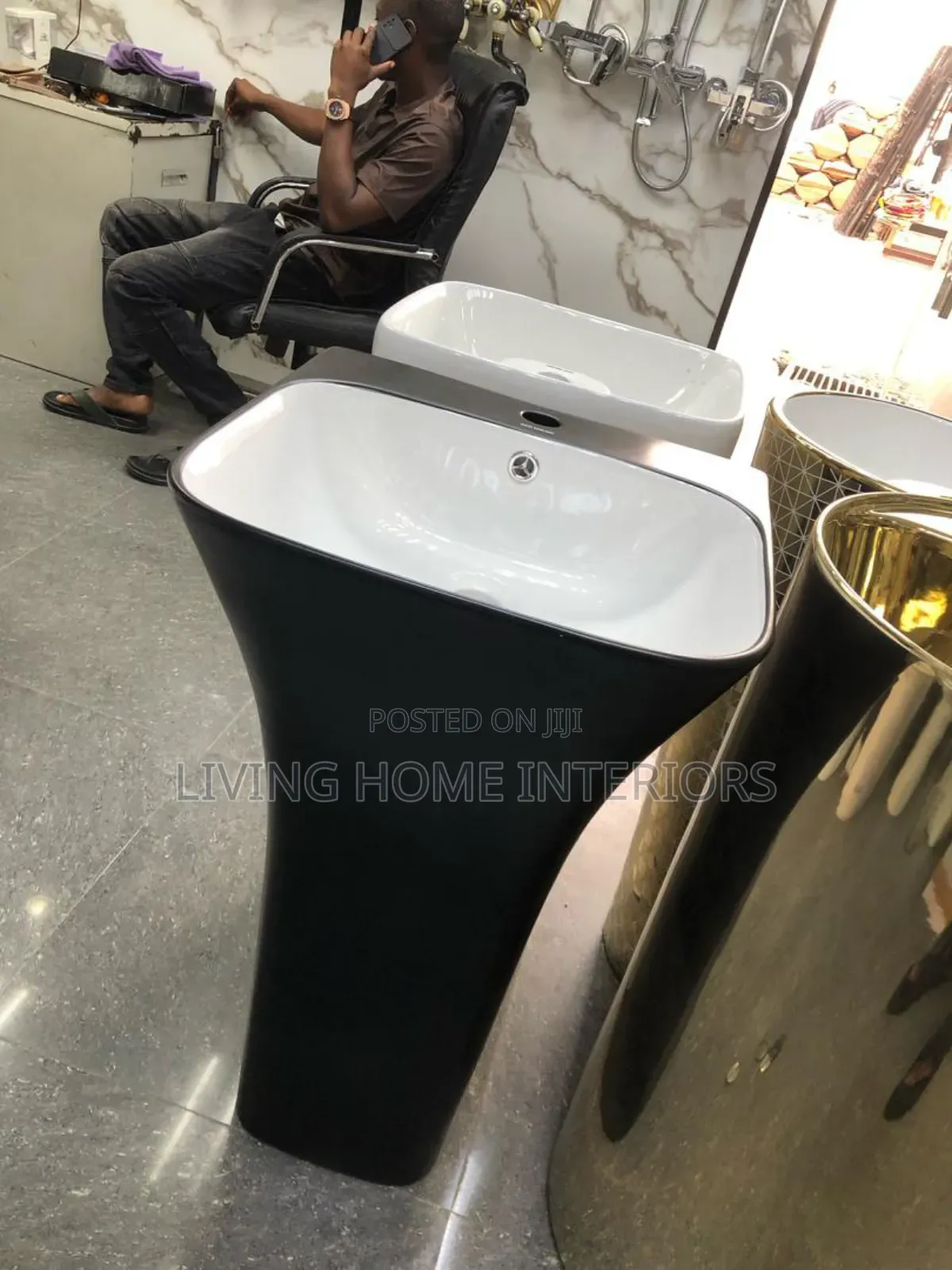 New Ideal Black and White Free Standing Basin