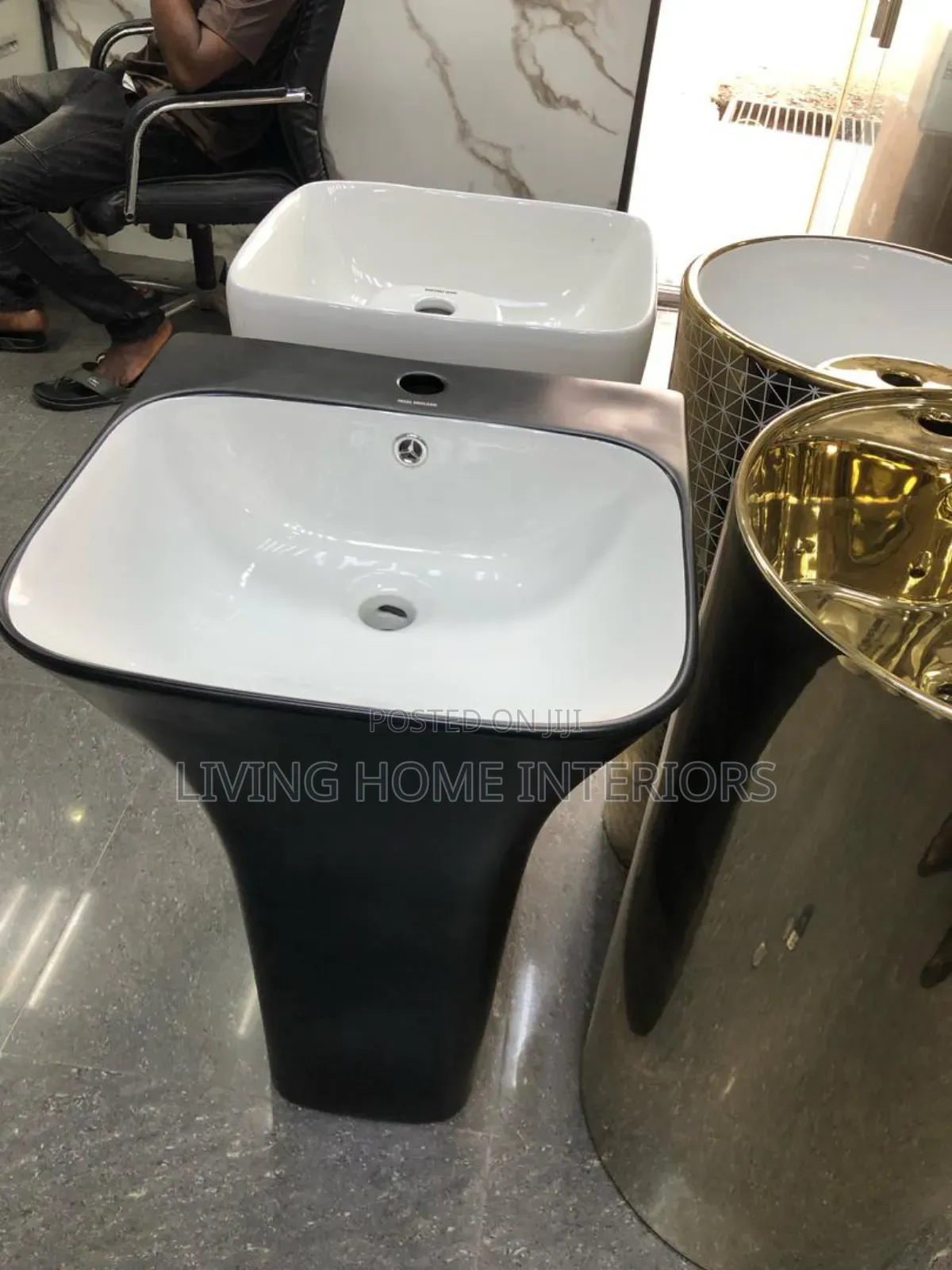 New Ideal Black and White Free Standing Basin