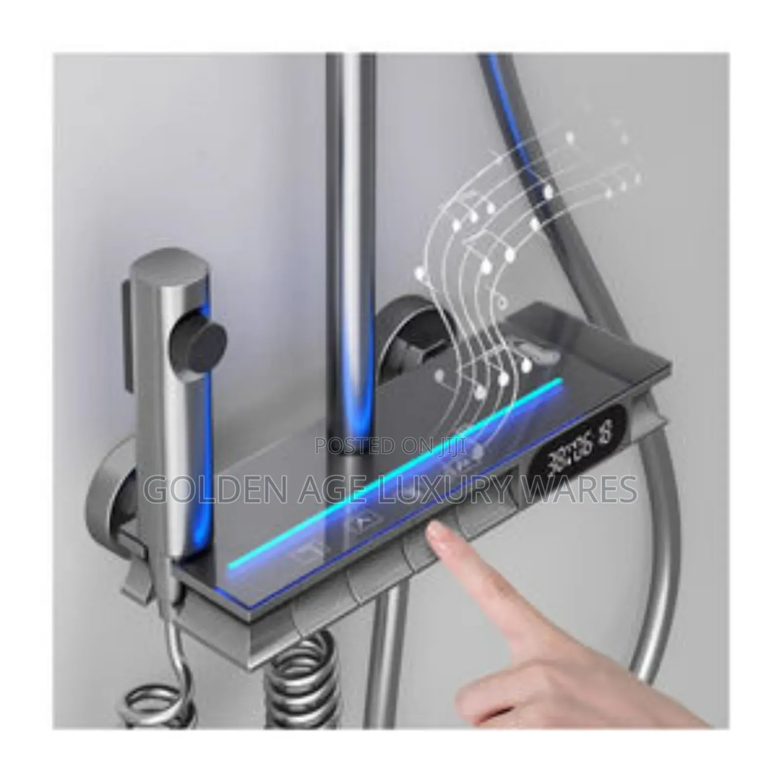 Luxury Grey Piano Shower With LED Lights