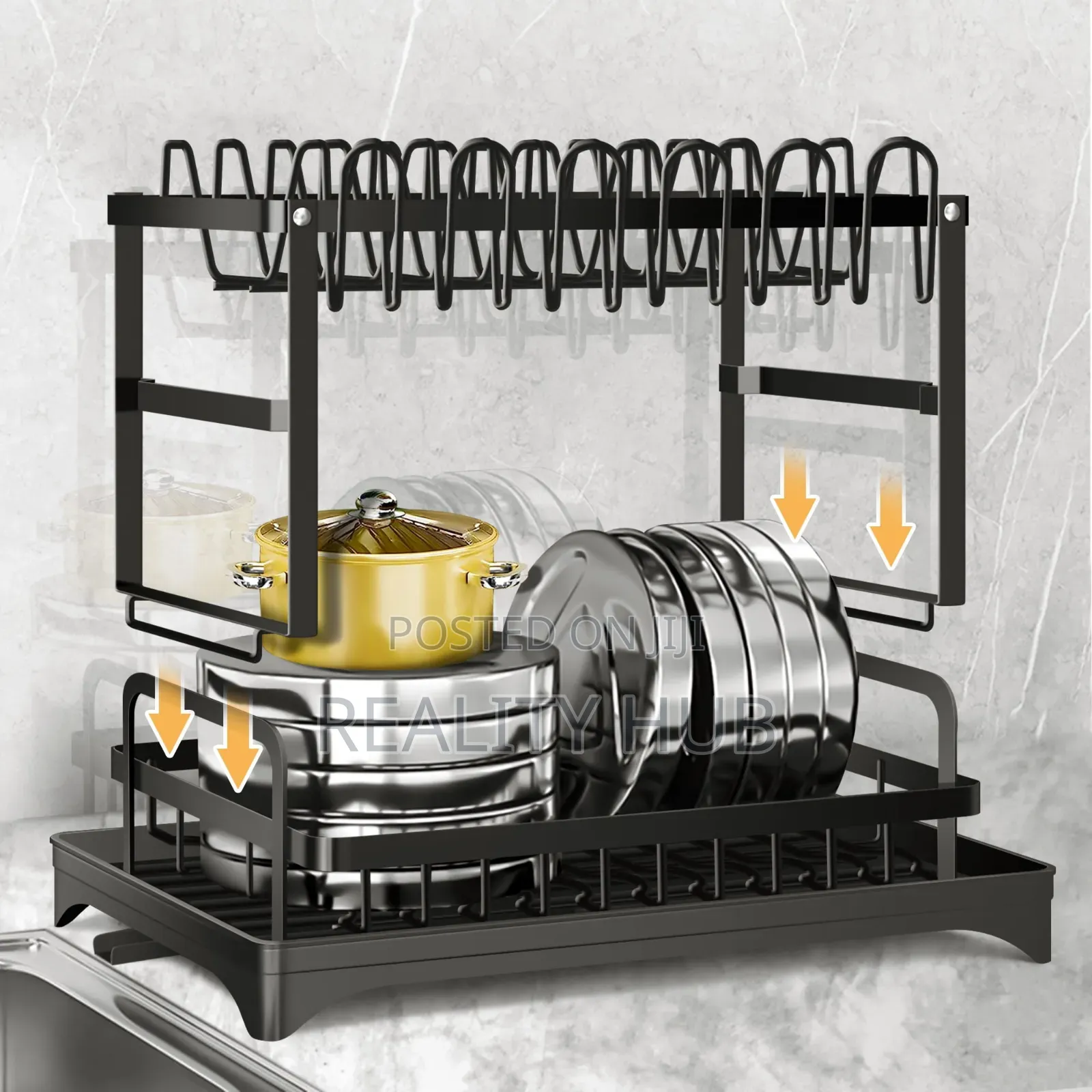 Dishrack With Cup Holder Draining Tray Plate Rack