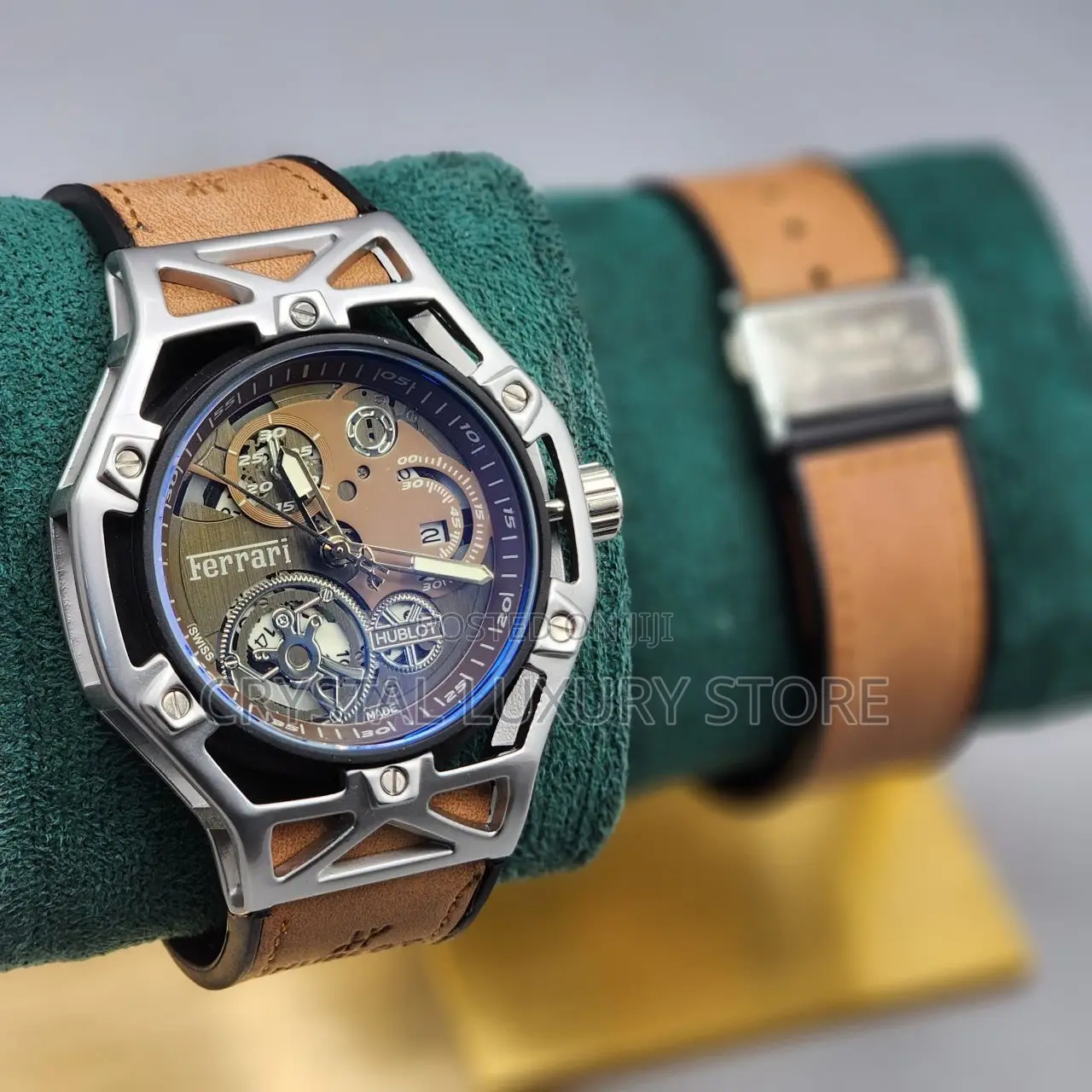 Ferrari Quality Men Genuine Leather Wristwatch