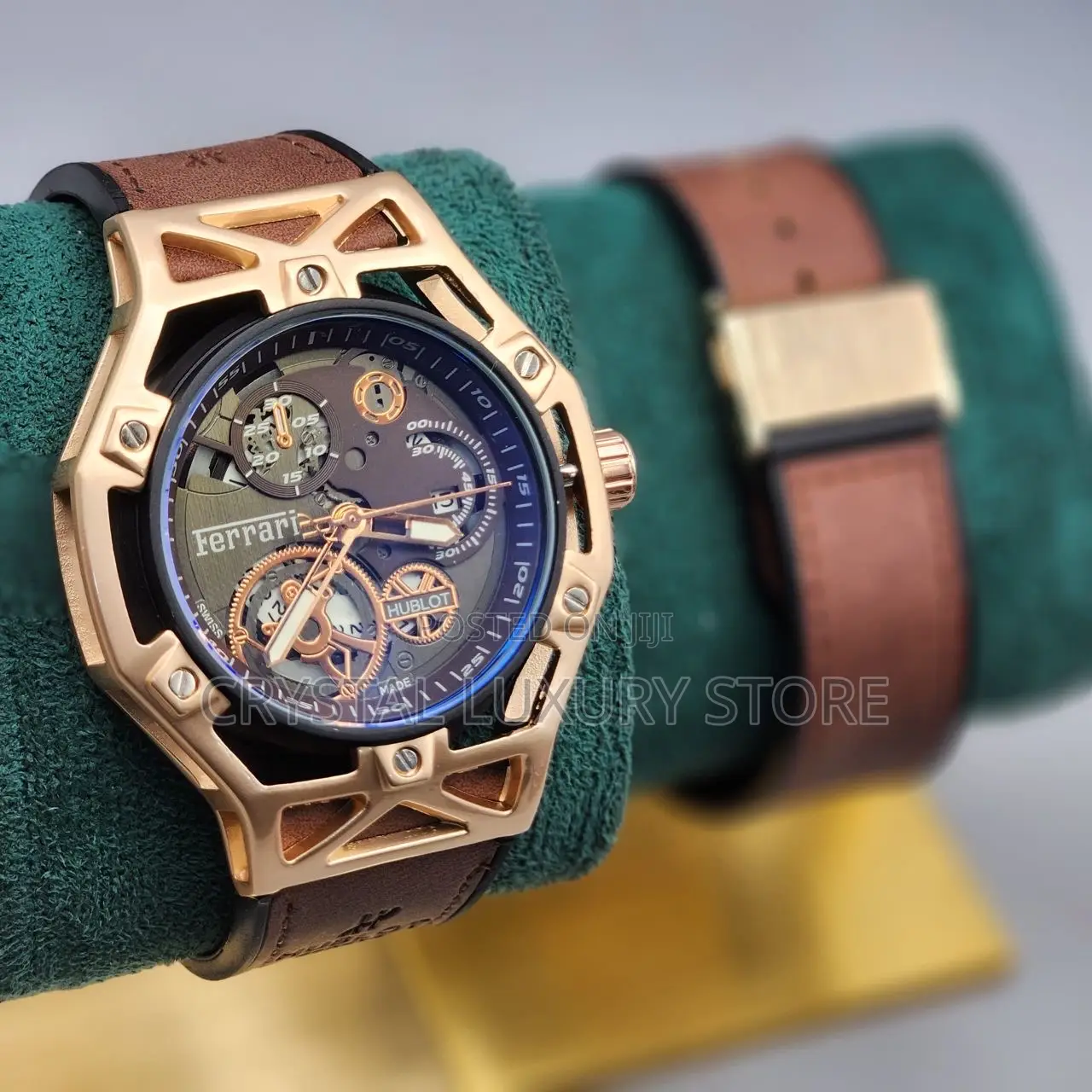 Ferrari Quality Men Genuine Leather Wristwatch
