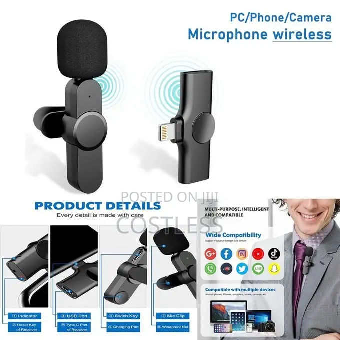 Wireless Lavalier Dual Microphone for Android -Plug Play