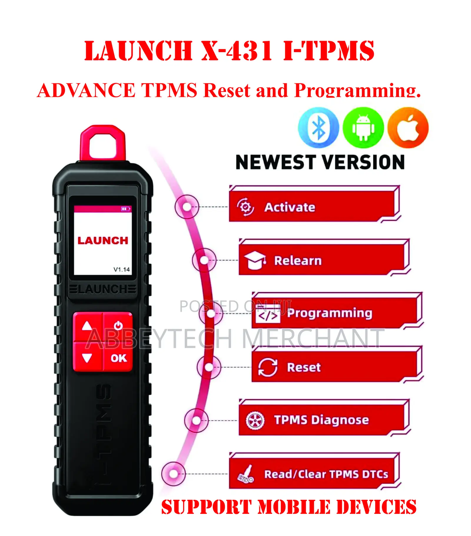 Launch X431 I-TPMS TPMS Detector Sensor Programming