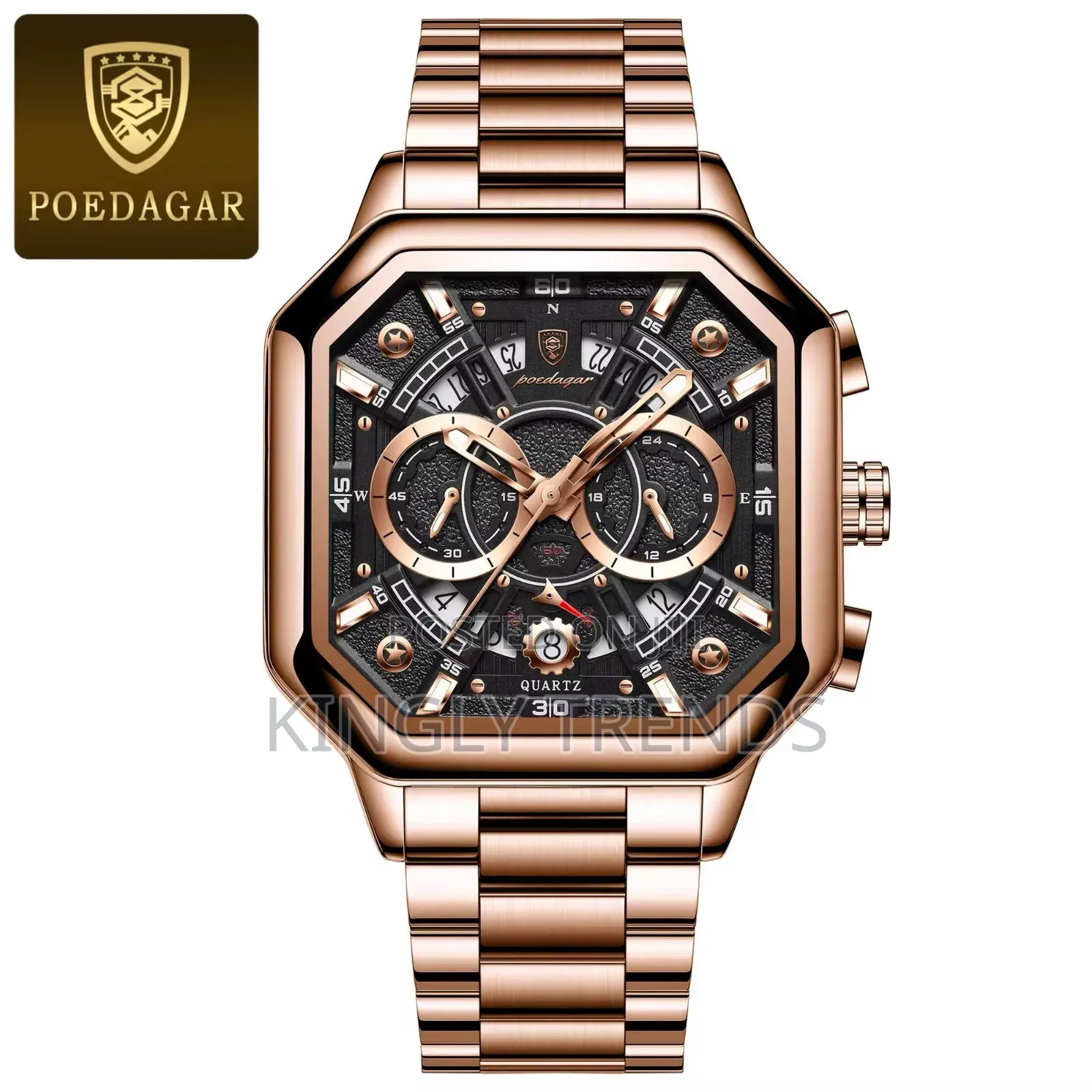 Poedagar Chronograph Wristwatch With Box