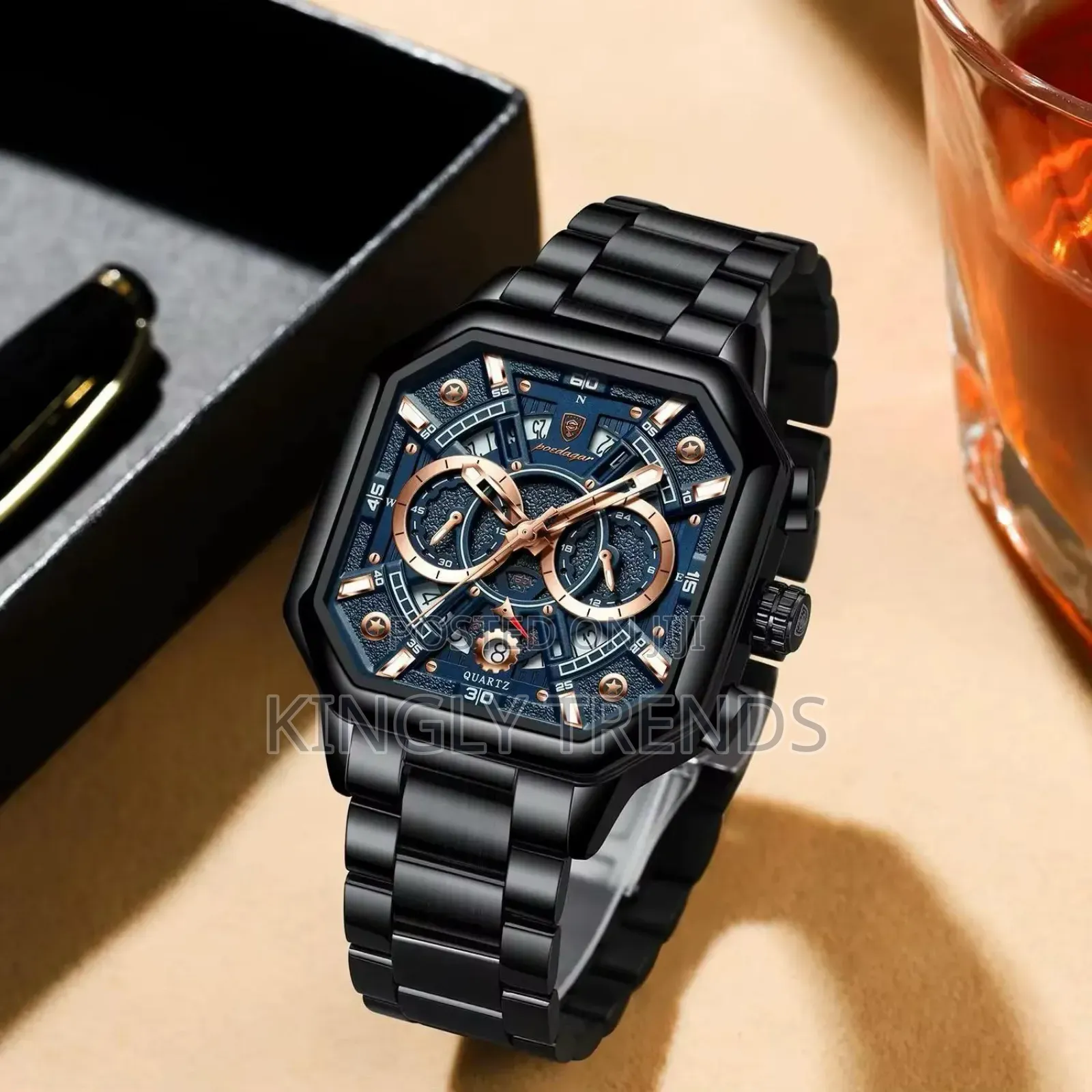 Poedagar Chronograph Wristwatch With Box