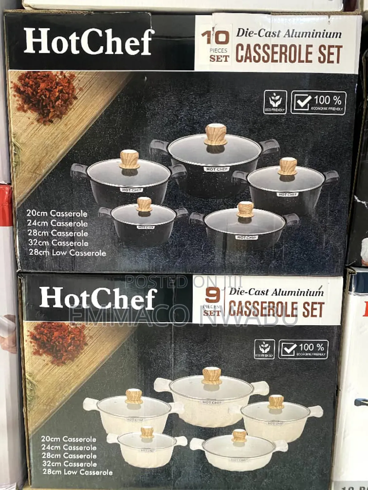 Hot Chef 10 Pieces Casserole Set Die Cast Aluminium.