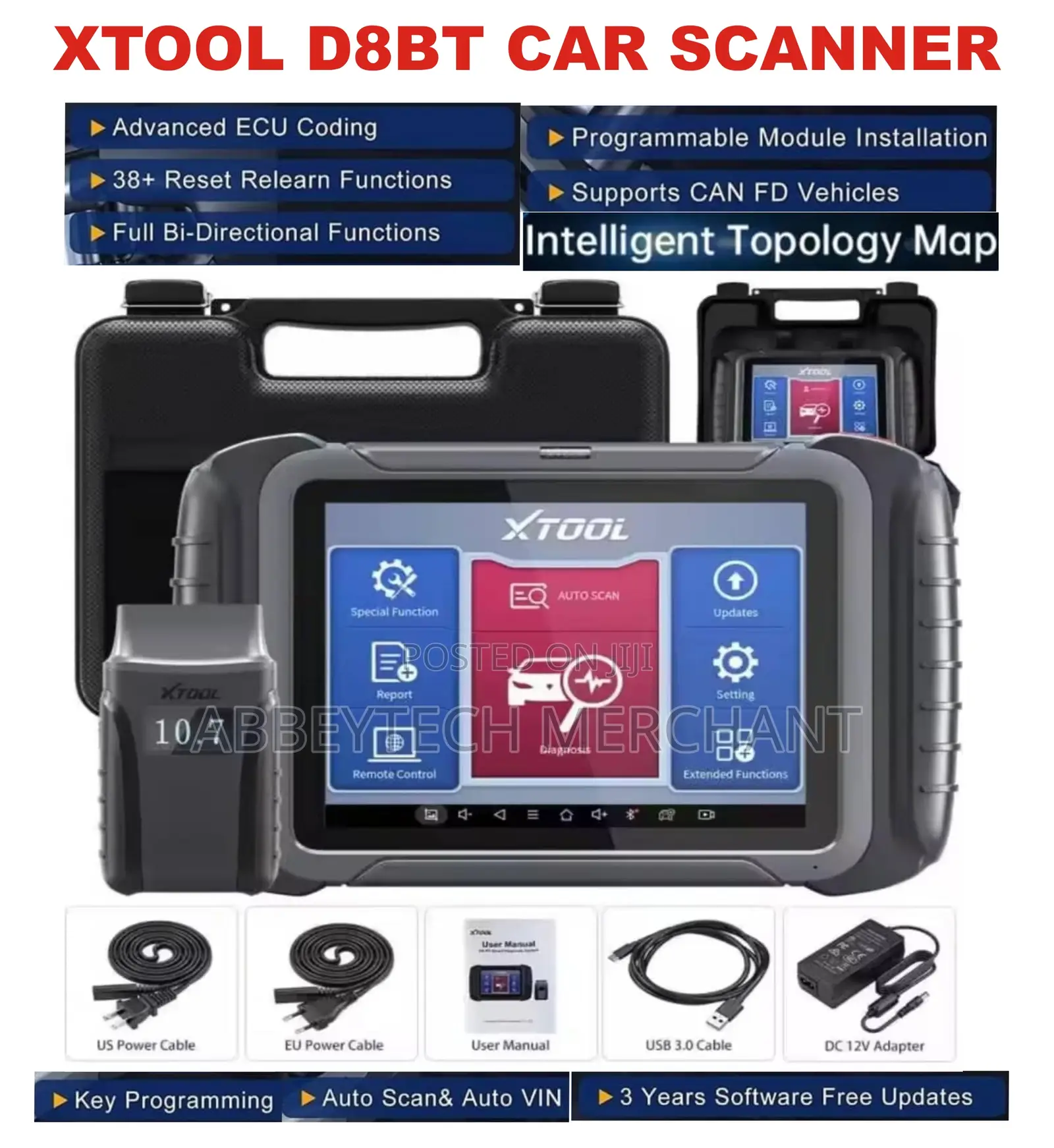 Xtool D8bt All System Obd2 Car Scanner Immo Ecu Coding