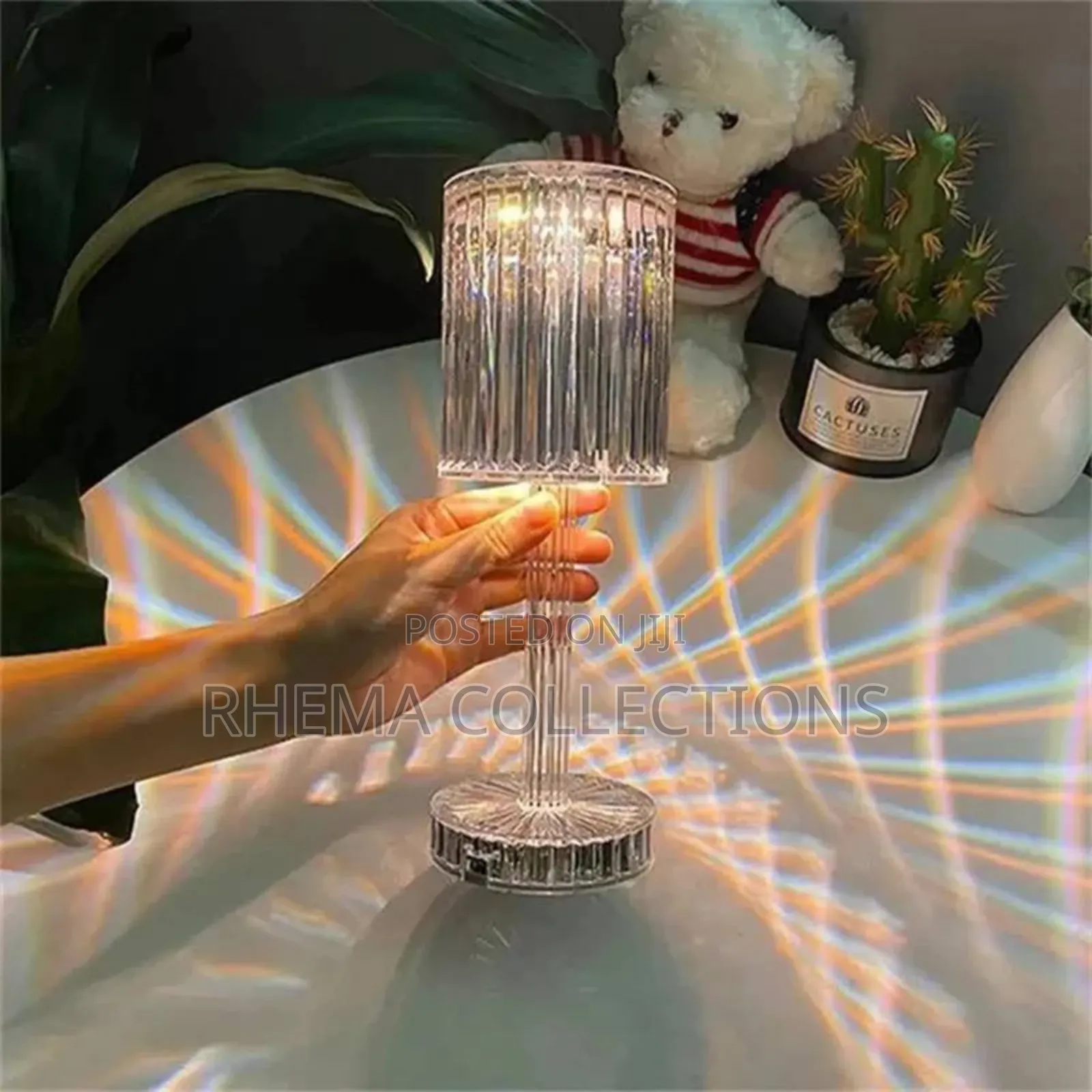 Rechargeable Crystal RGB Multi Colored Table Bed Side Lamp