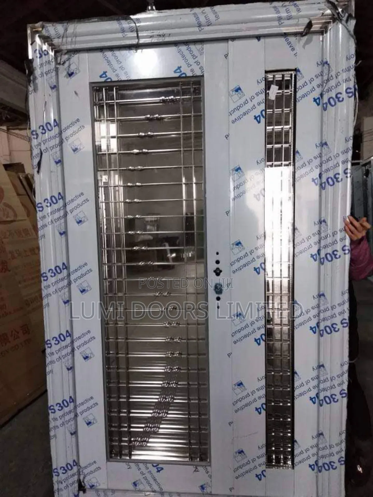 Double Door Glass Steel Security Door 4ft