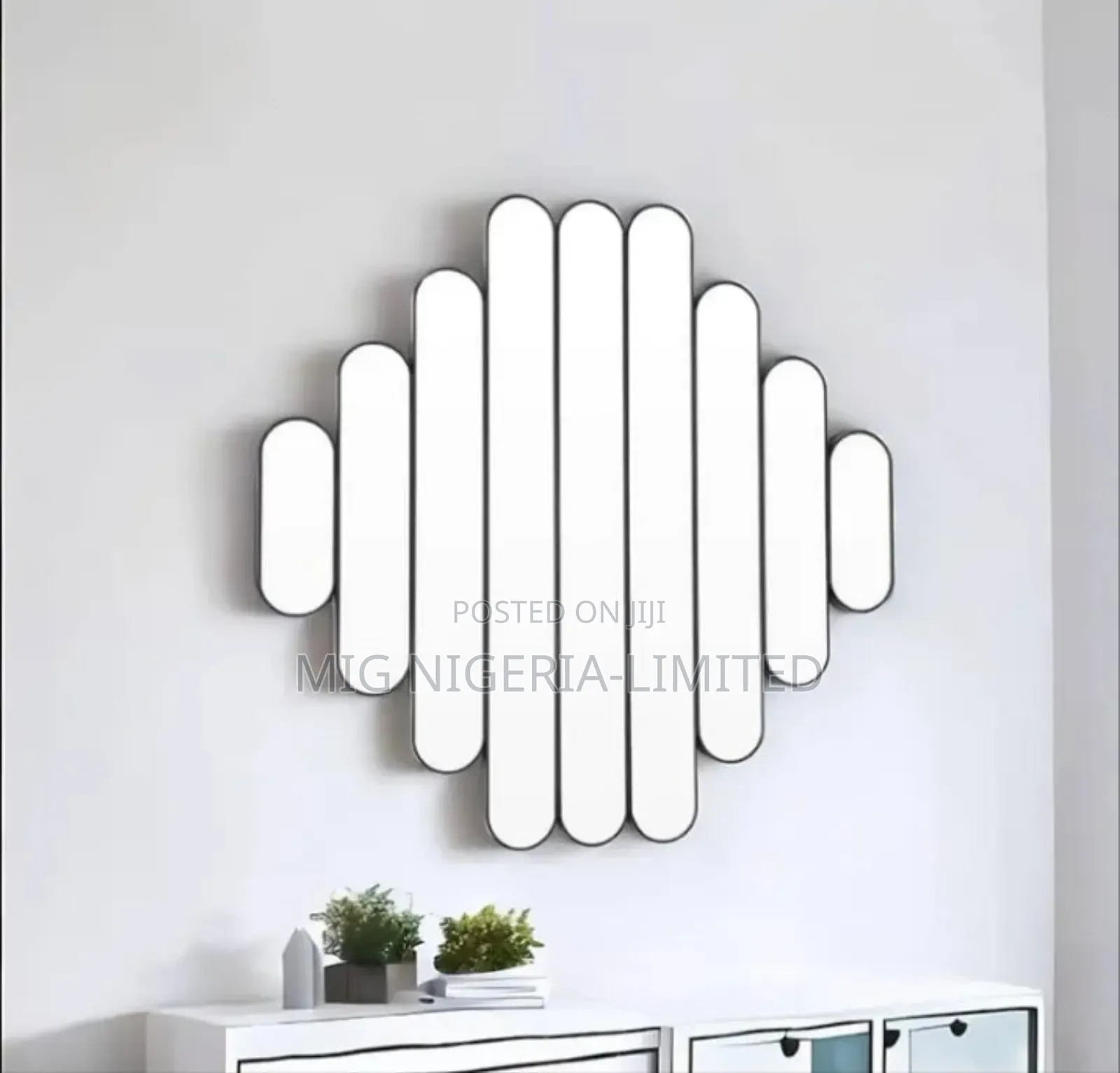 Wall Big Stripe Pattern Mirror Decorations White 80cmx80cm