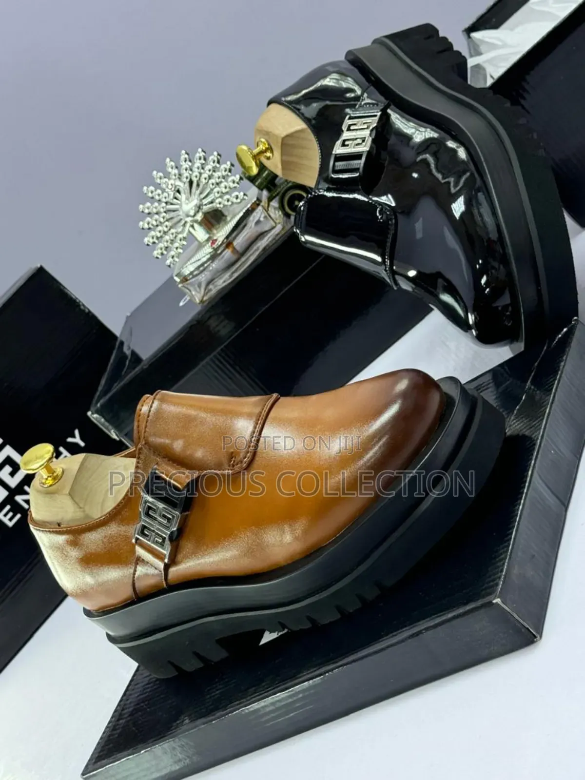 Givenchy Black Big Sole Hook/Eye Leather Shoe