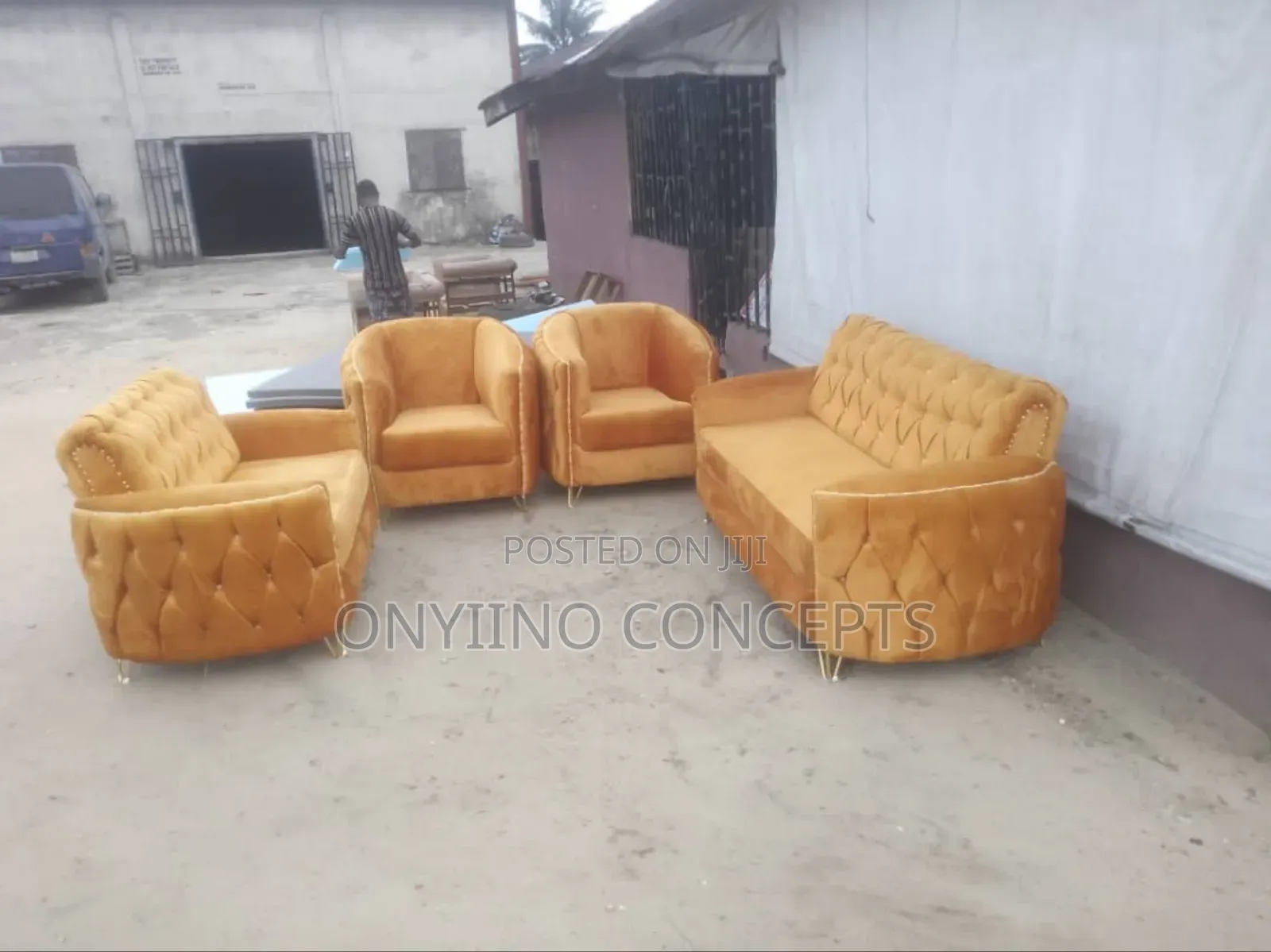 Elegant Leather Sofa Orange Full Set