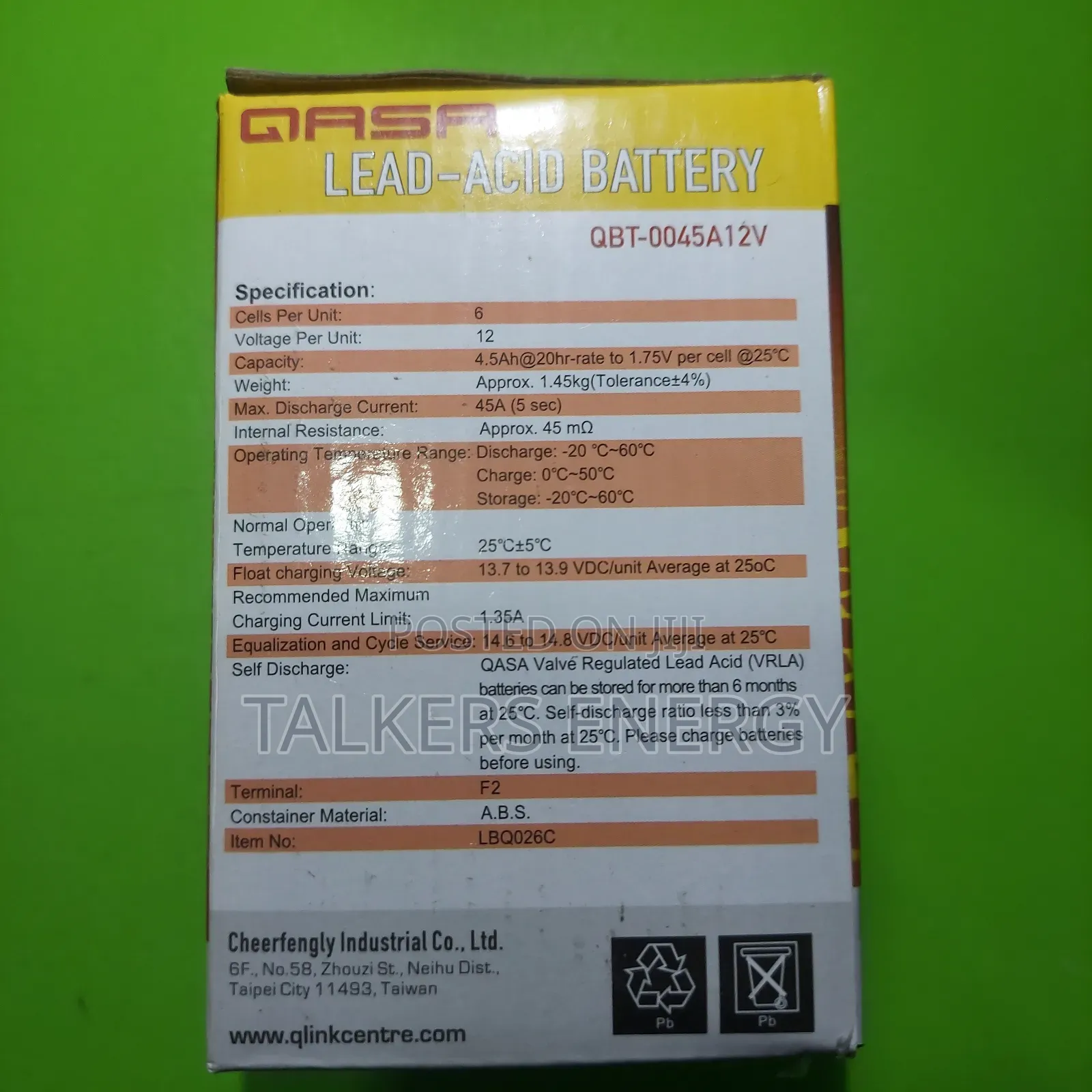 Qasa 12v 4.5ahah Replacement Battery For Fans And Kits