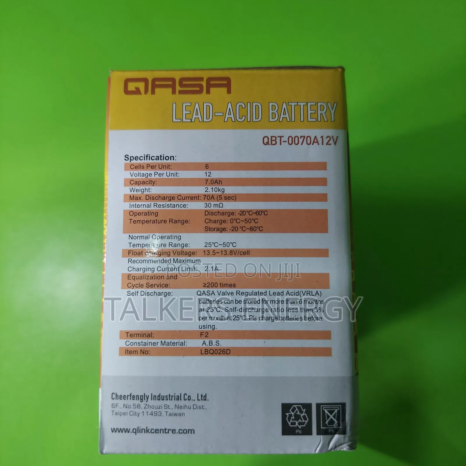 Qasa 12V 7ah Replacement Battery for Fans and Kits