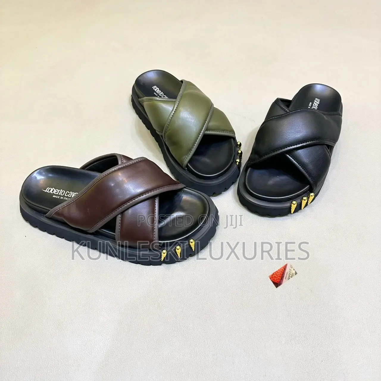 Original Roberto Cavalli Chunky Sole Leather Slippers