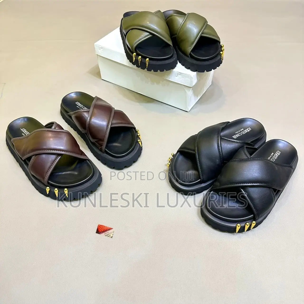Original Roberto Cavalli Chunky Sole Leather Slippers