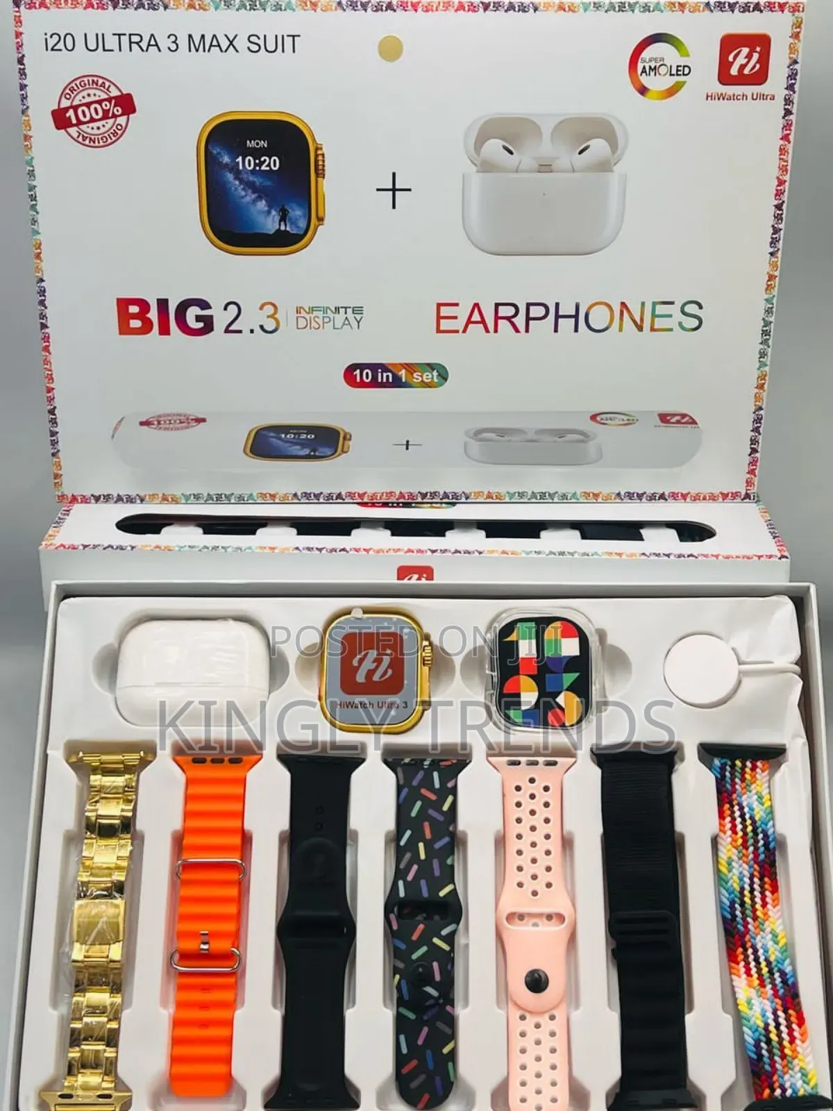 I20 Smart Watch With Airpods and Seven Straps