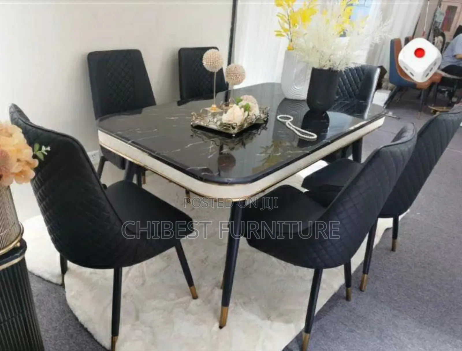 Black Colour Six Seaters Dining Set