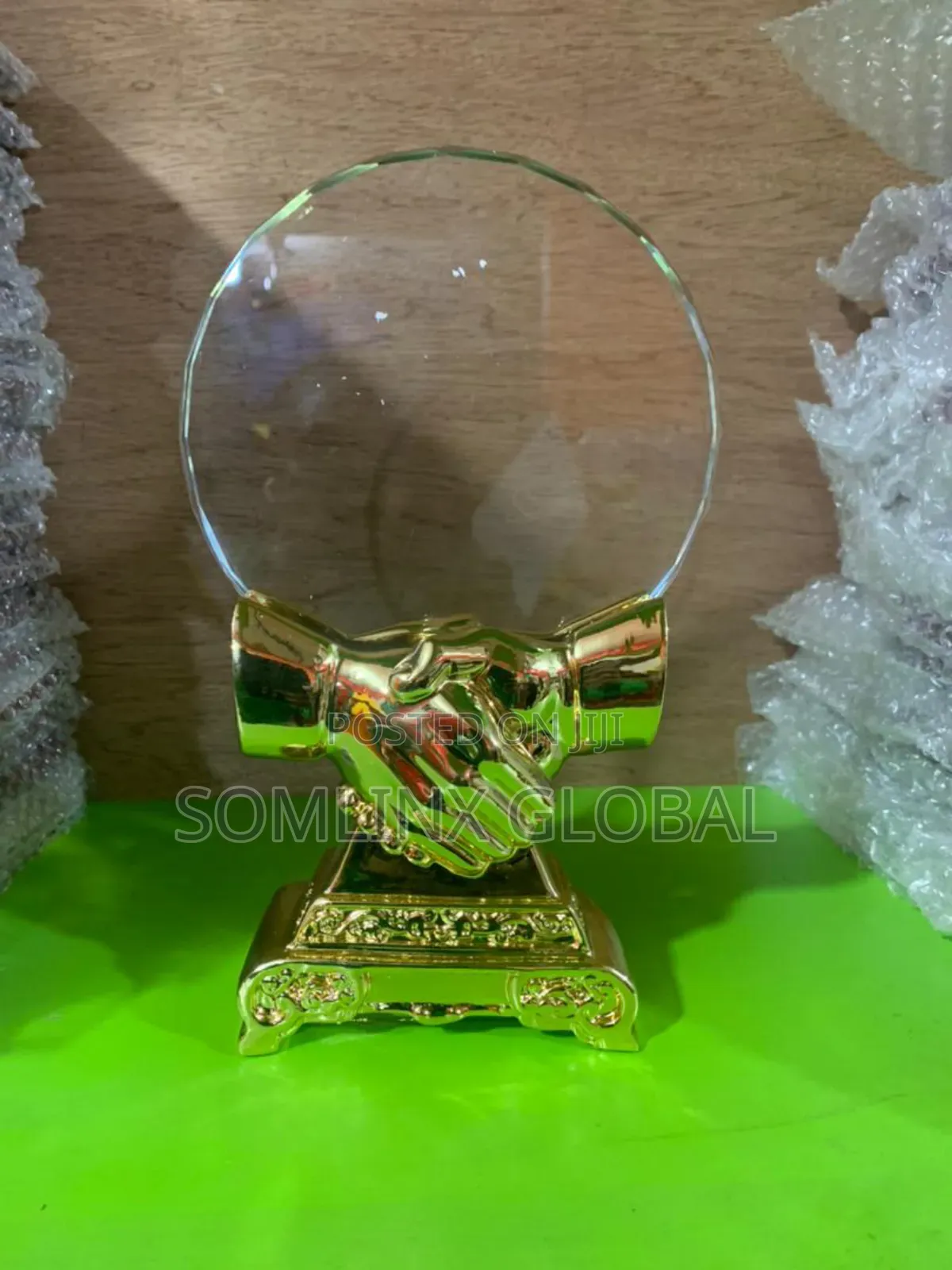 Crystal Plaque Golden Handshake
