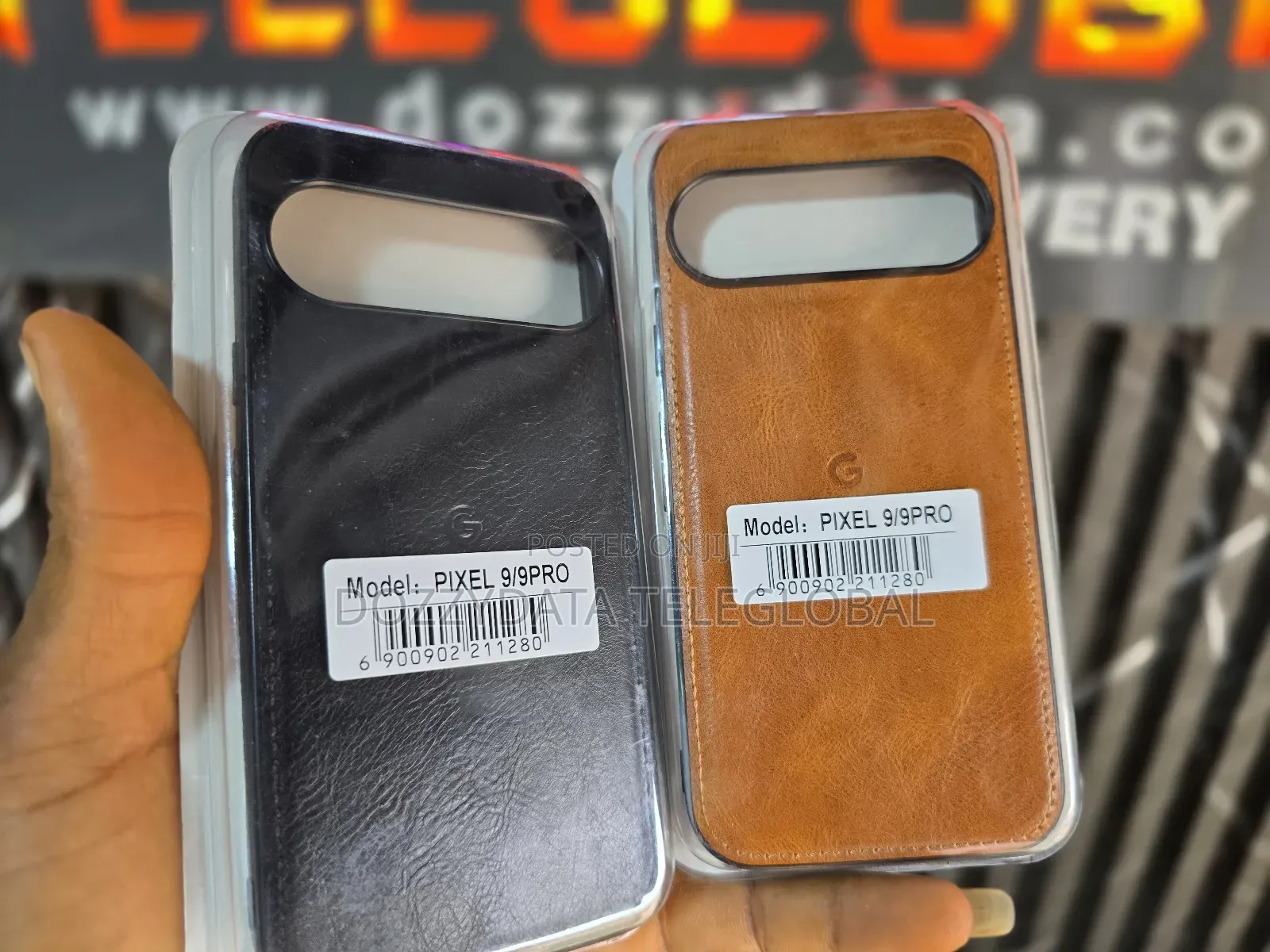Google Pixel 9/9 Pro Leather Case (Black and Brown)