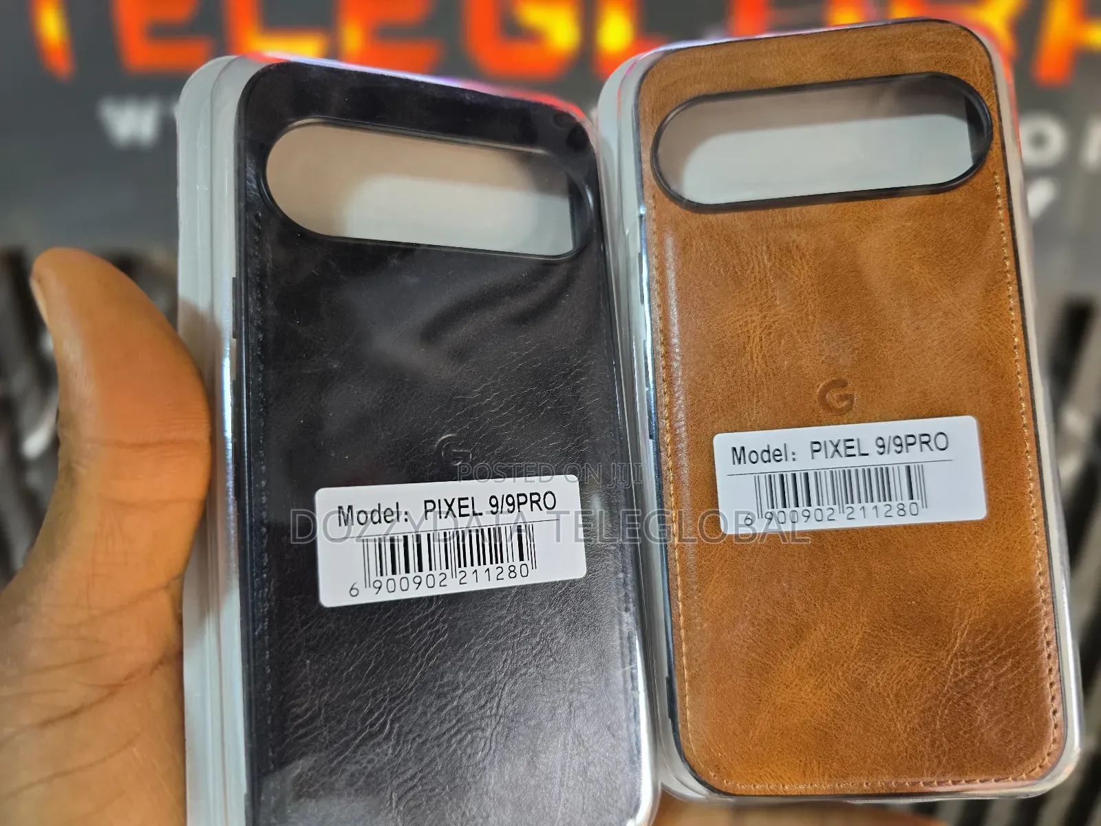 Google Pixel 9/9 Pro Leather Case (Black and Brown)