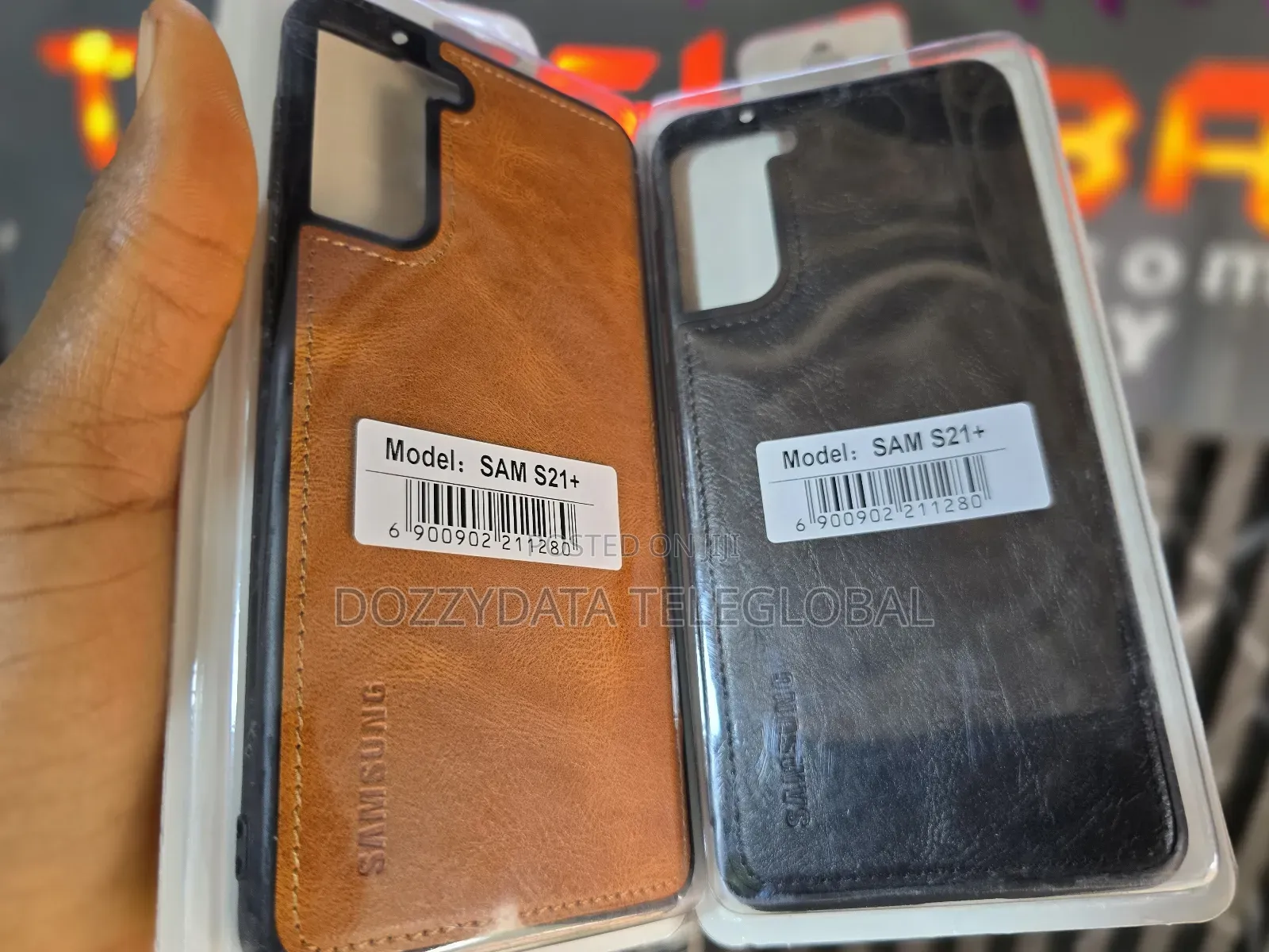 Samsung Galaxy S21 Plus Leather Case (Black, Brown)