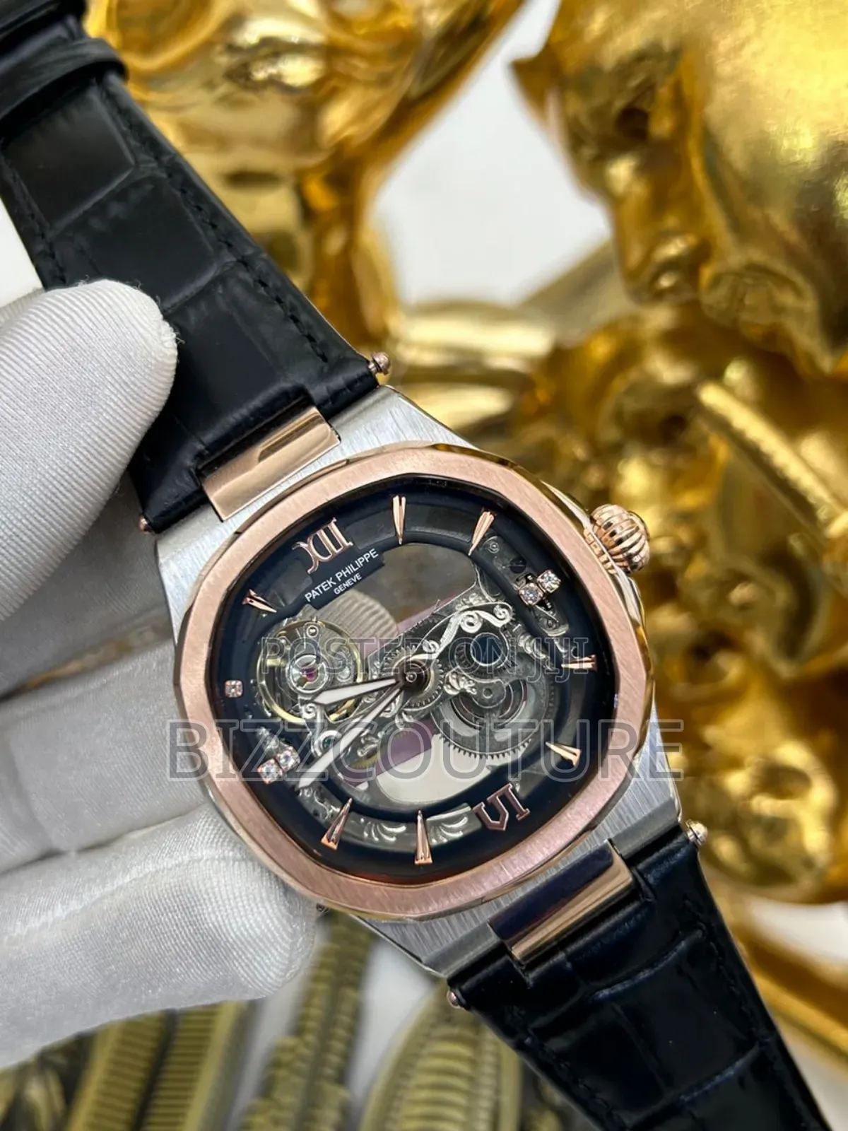 Original Patek Philippe Black Leather Strap Watch