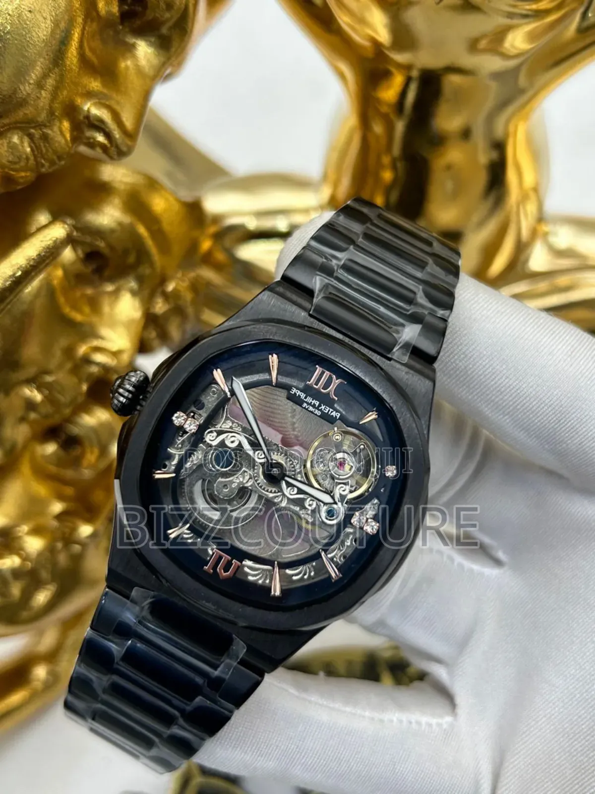 Original Patek Philippe Black Stainless Steel Watch.