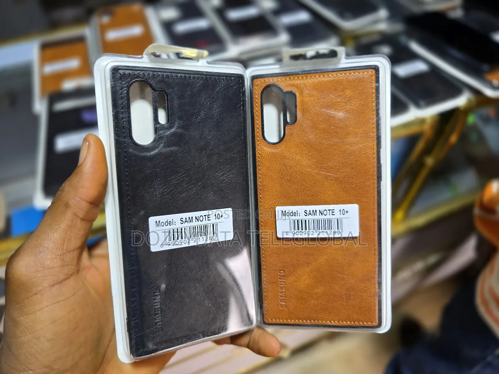 Samsung Galaxy Note 10+ Leather Sleek Black and Brown Case