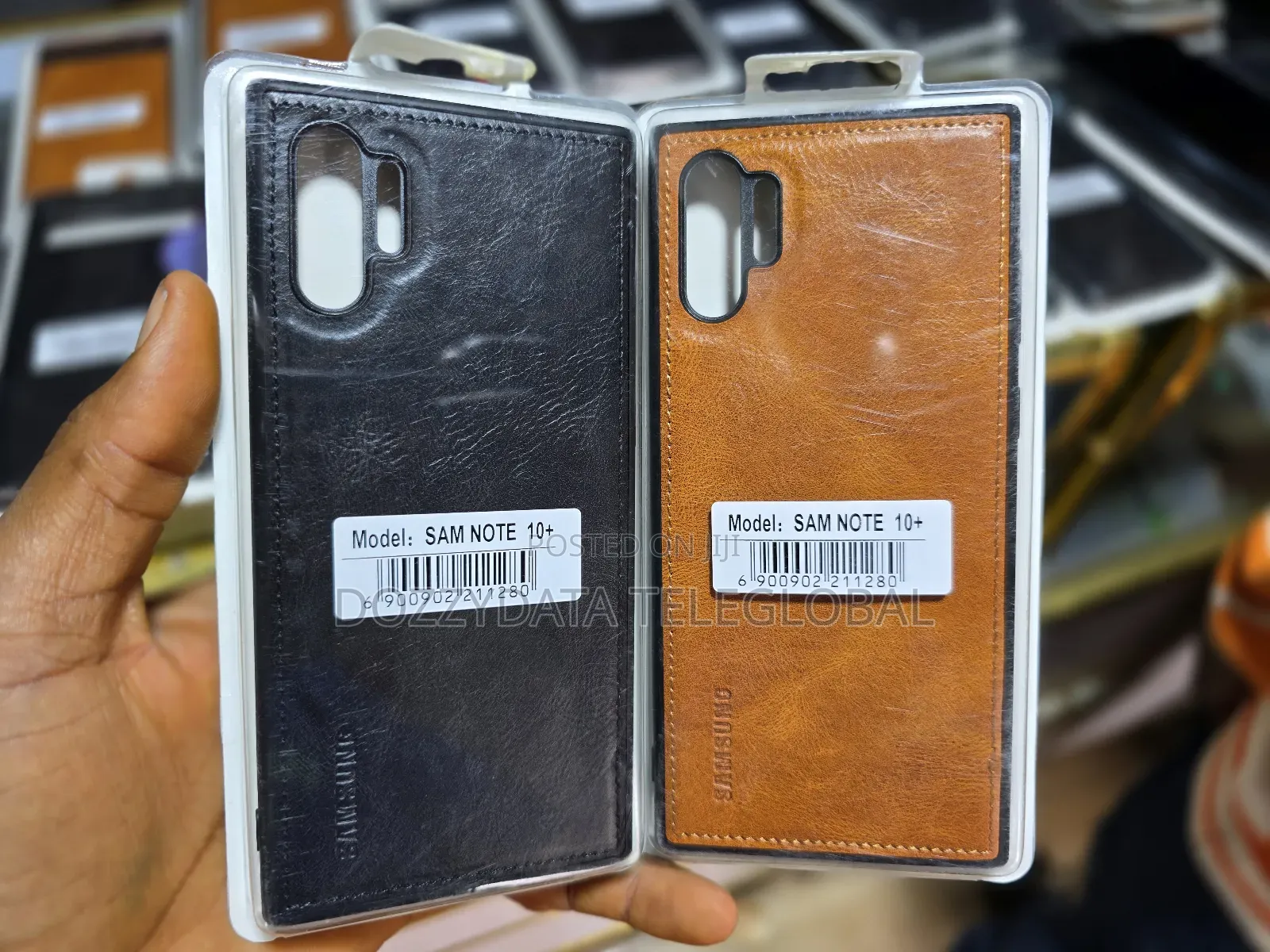 Samsung Galaxy Note 10+ Leather Sleek Black and Brown Case