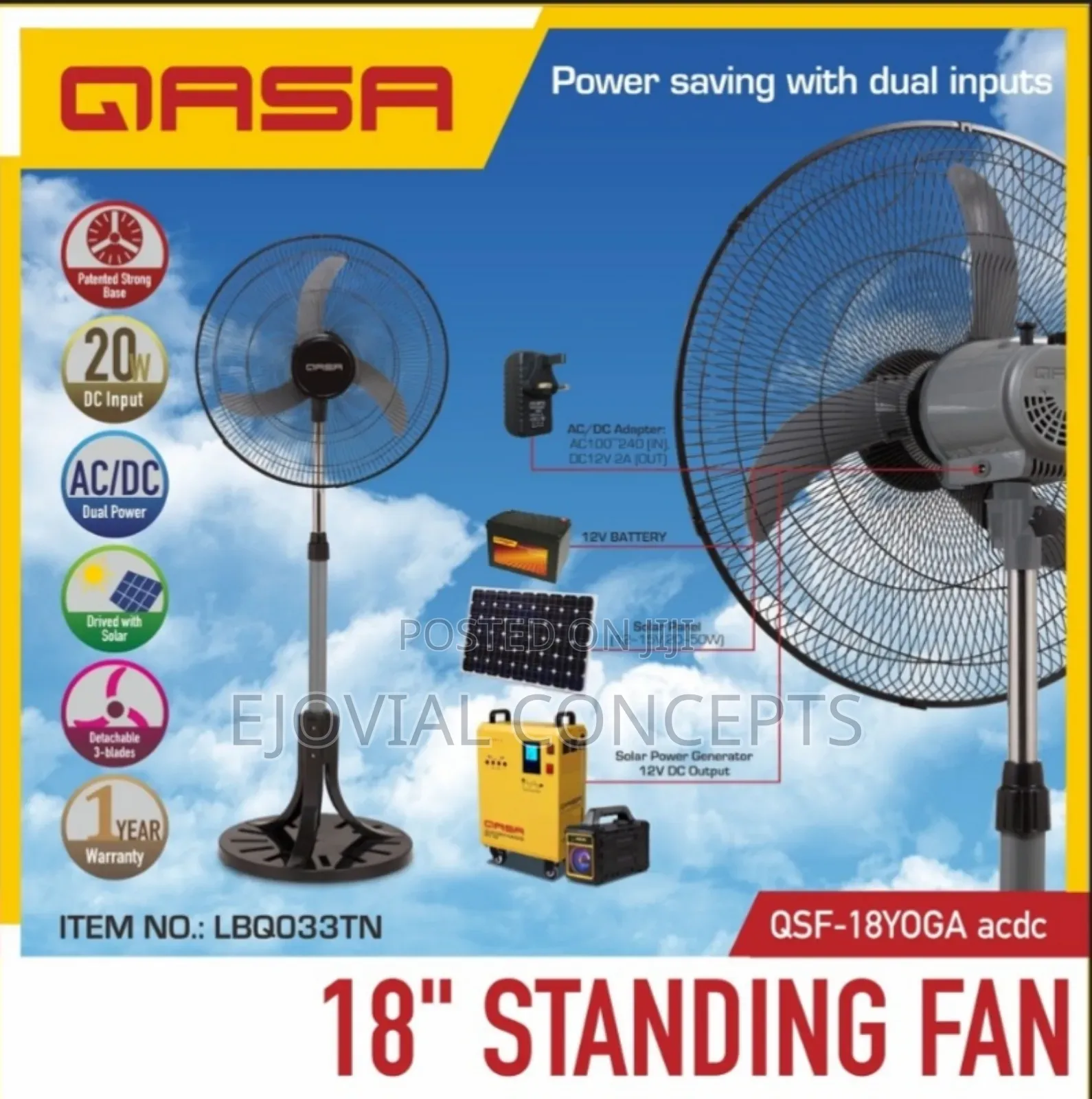 18" Ac Dc Standing Fan Qsf-18yoga Acdc