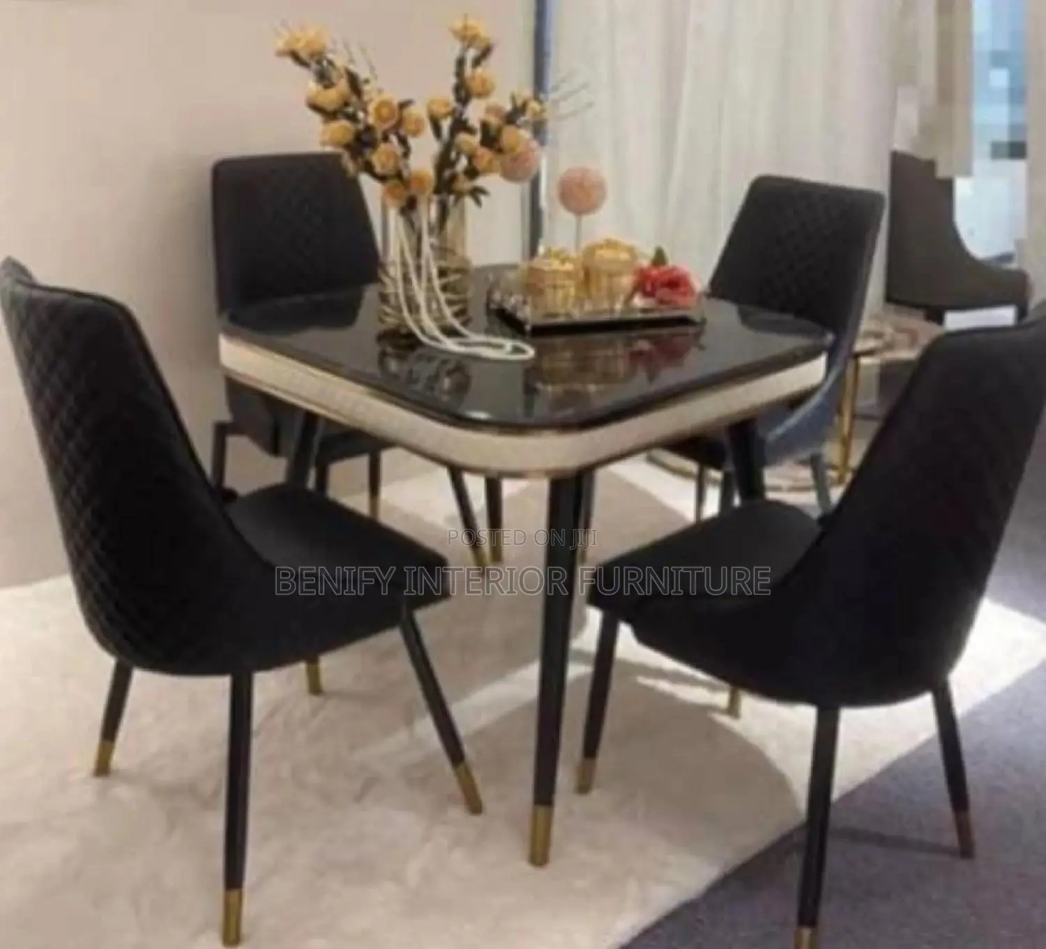 4-Seater Marble Top Dining Set