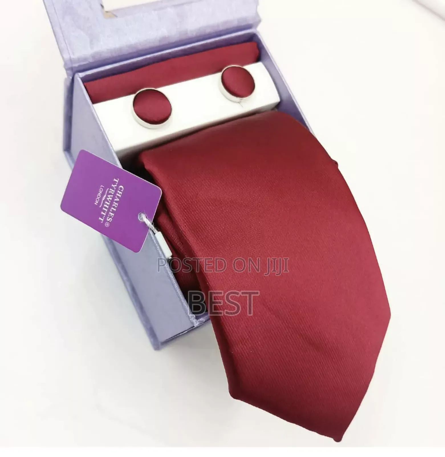 100% Silk Bux Ties With Pocket Square and Cufflinks