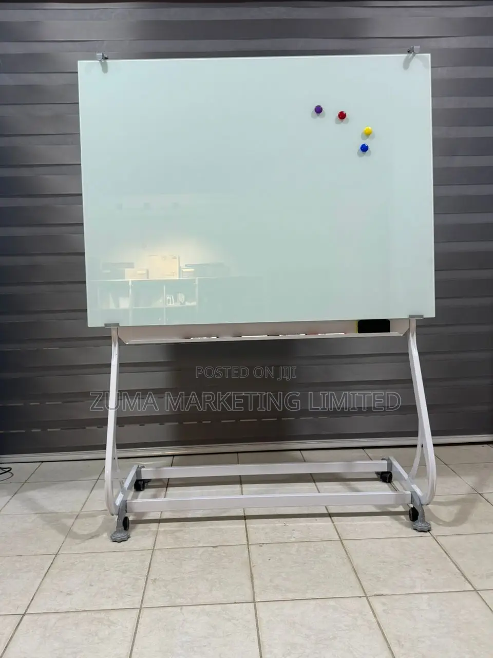 Magnetic Glassboard for Offices(3ft by 4ft) With Stand