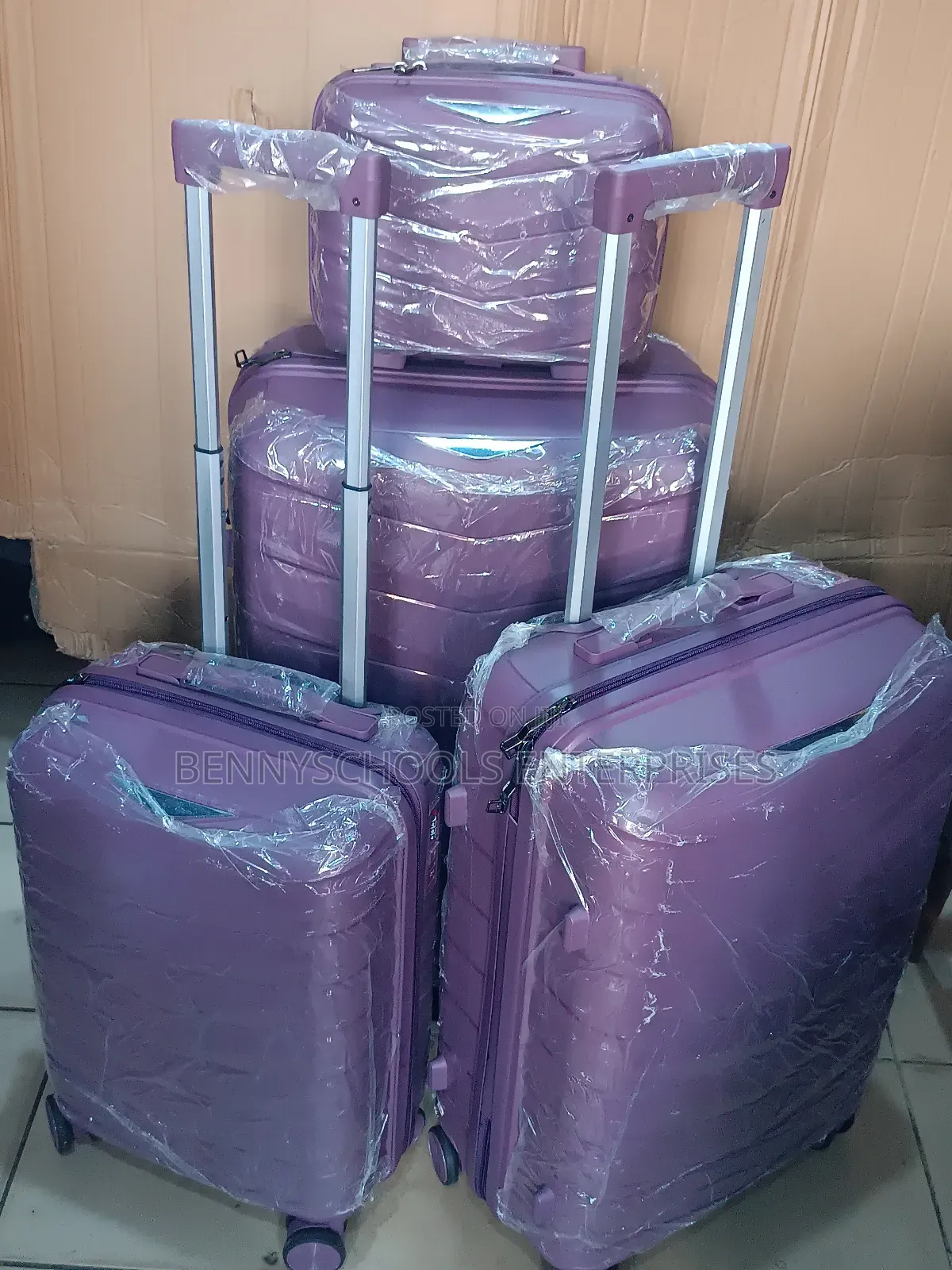 Set of 4 Fl Purple Unbreakable Elastic Rubber Travel Luggage