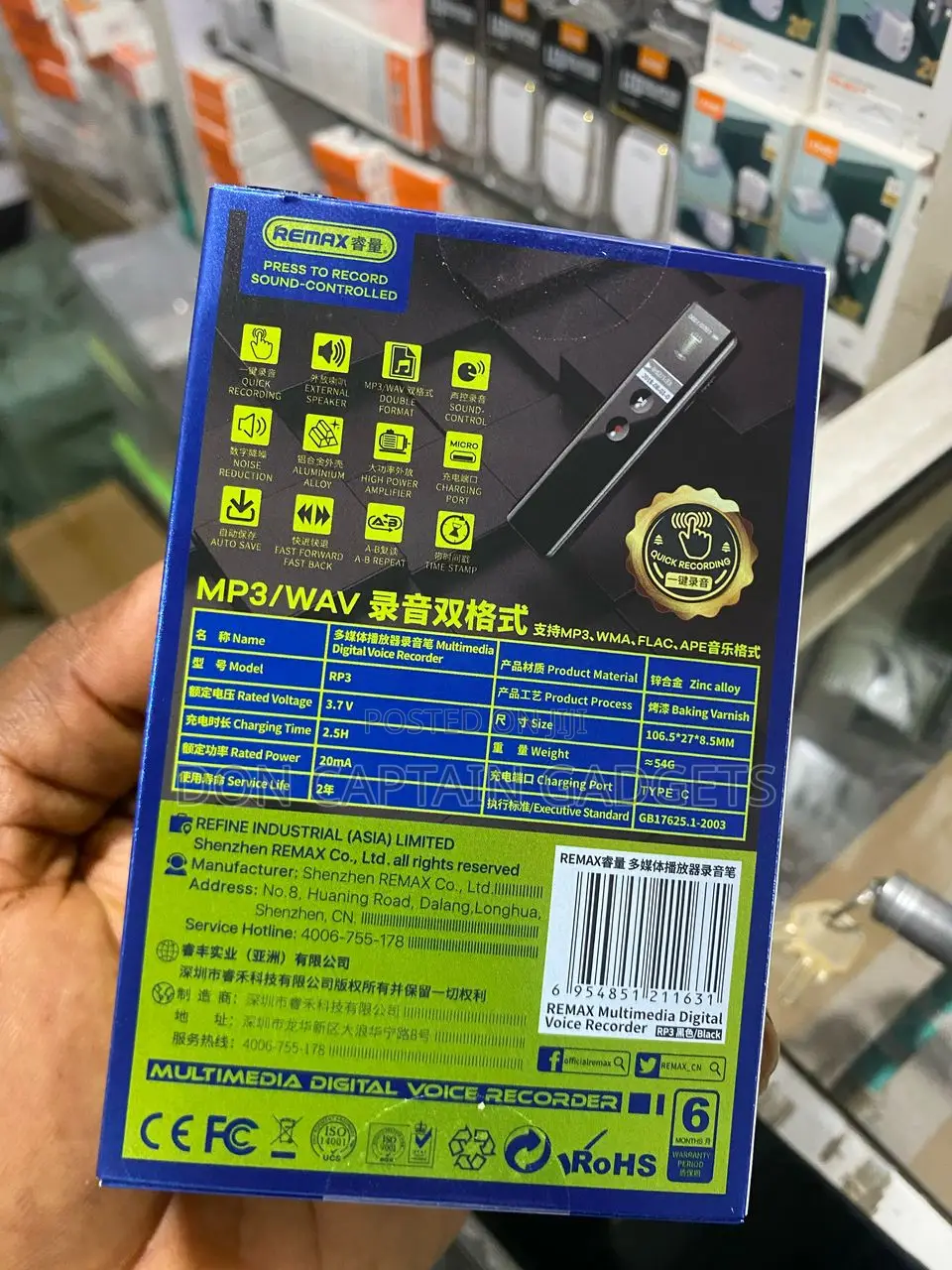 Remax Voice Recorder Rp3 64gb