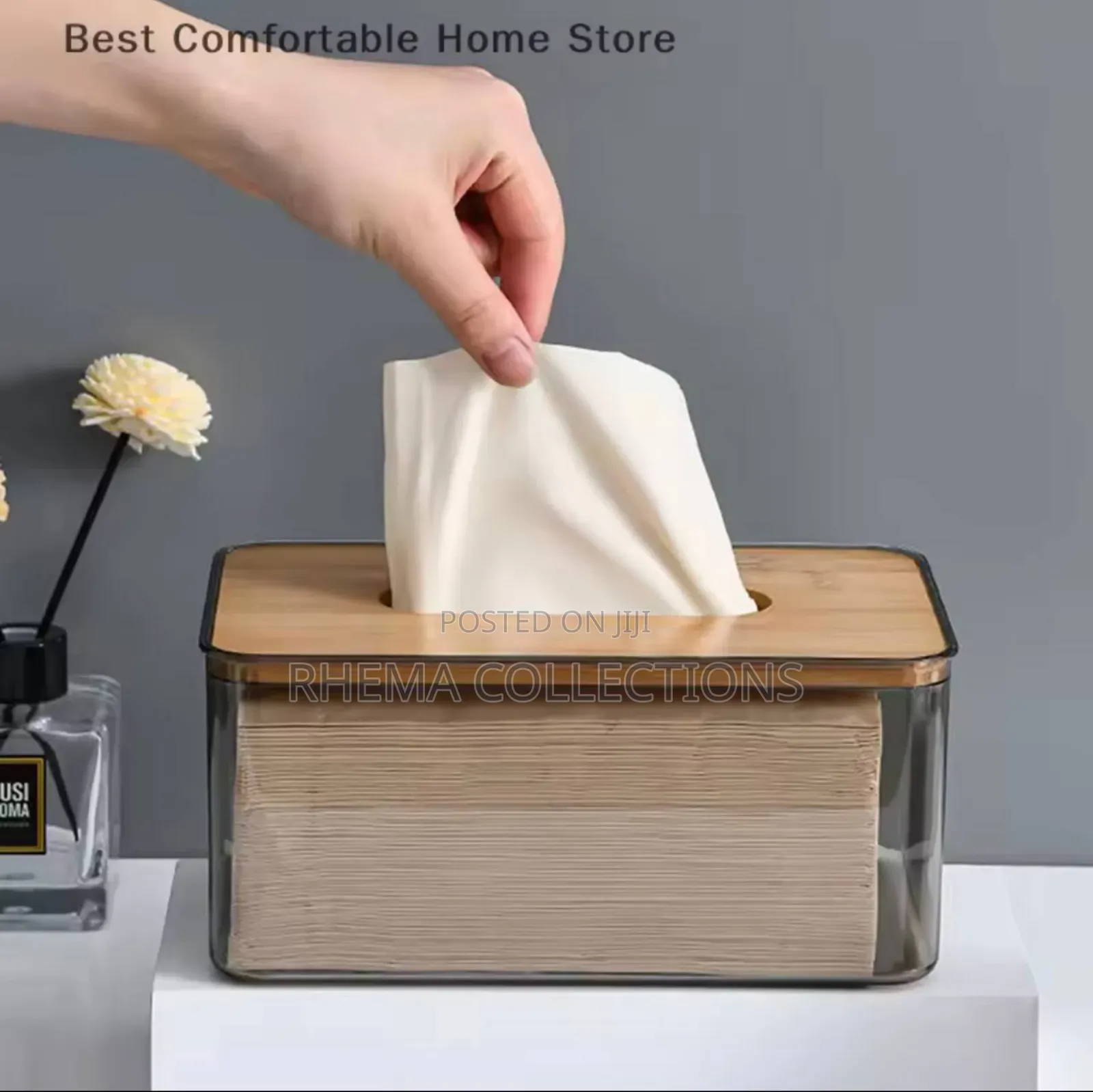 Wooden Transparent Tissue Box Holder