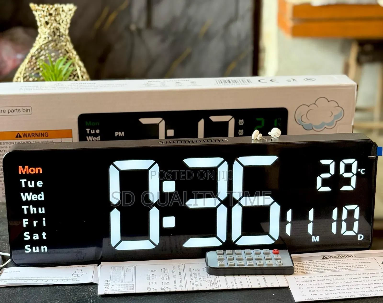 Led Digital Wall Clock With Remote Control