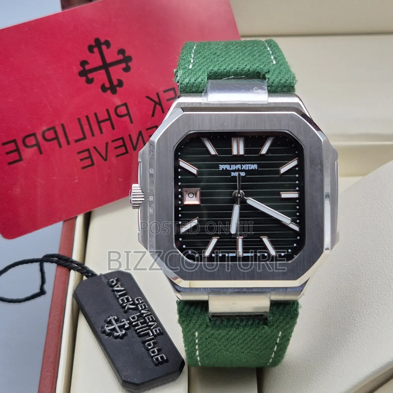 Original Patek Philippe Gevene Green Faux Leather Green