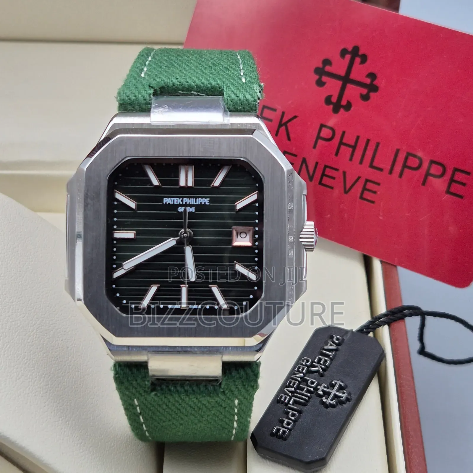 Original Patek Philippe Gevene Green Faux Leather Green