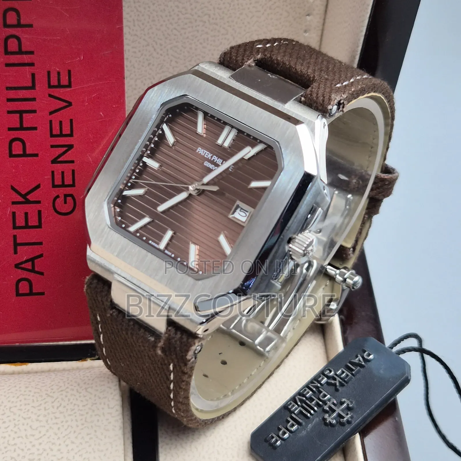 Original Patek Philippe Brown Faux Leather Strap Watch