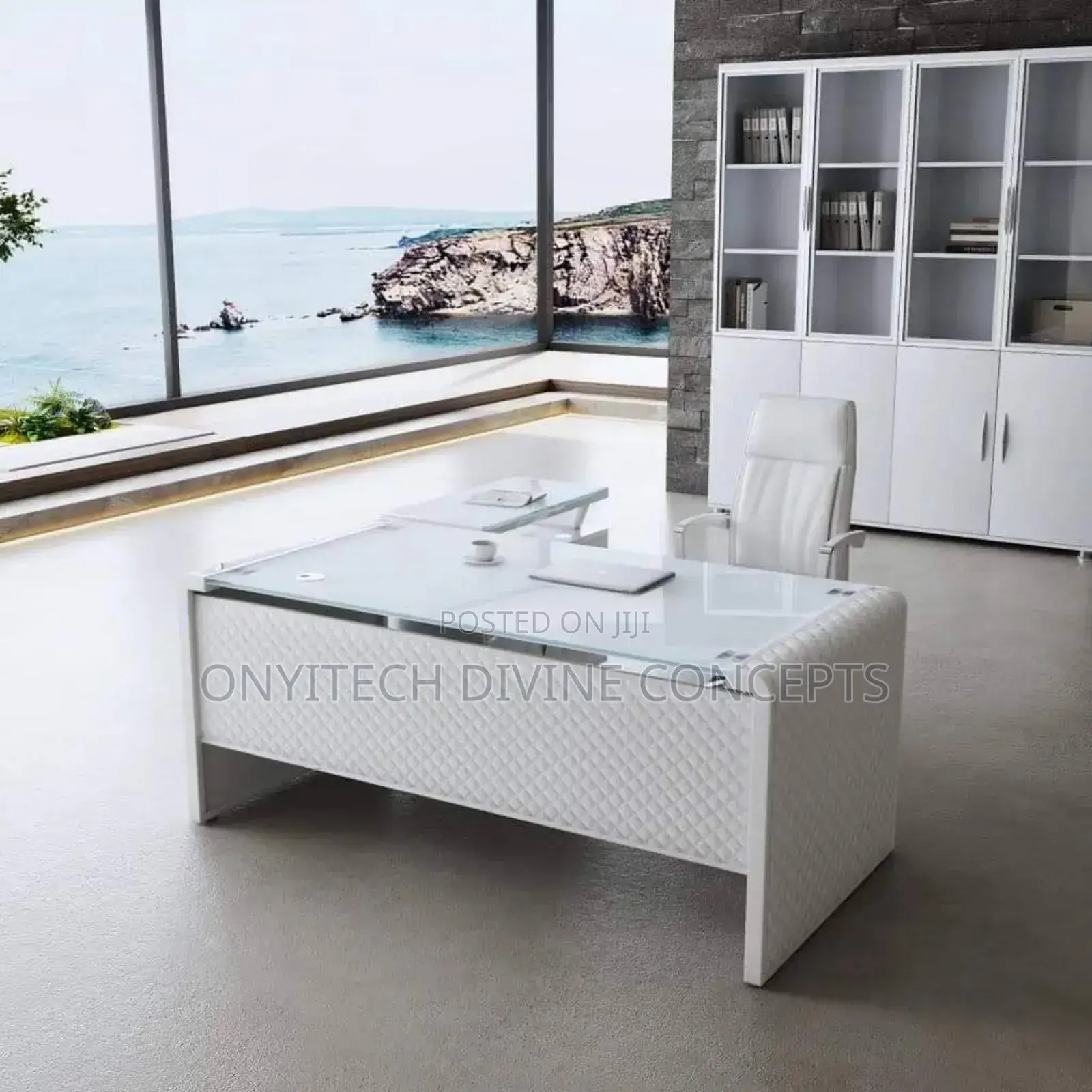 White Executive Glass Table