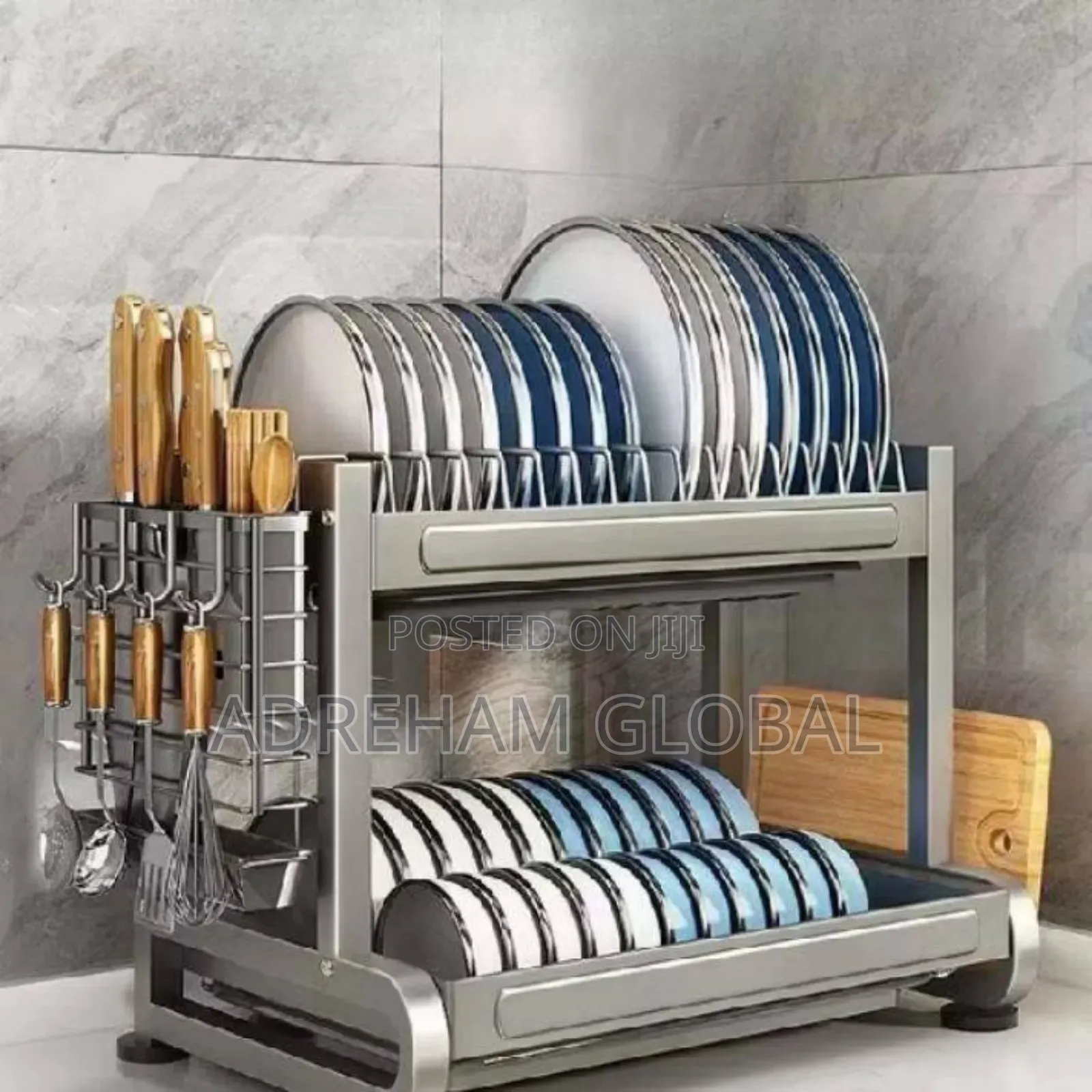 Quality 2-tier Dish Rack Stainless Steel Cutlery Organizer