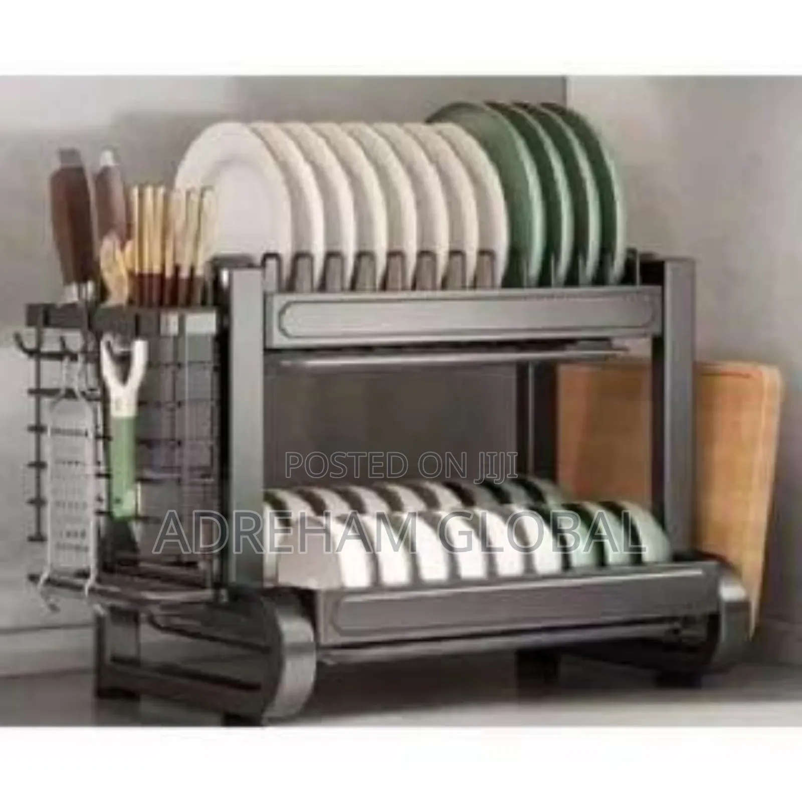 Quality 2-tier Dish Rack Stainless Steel Cutlery Organizer