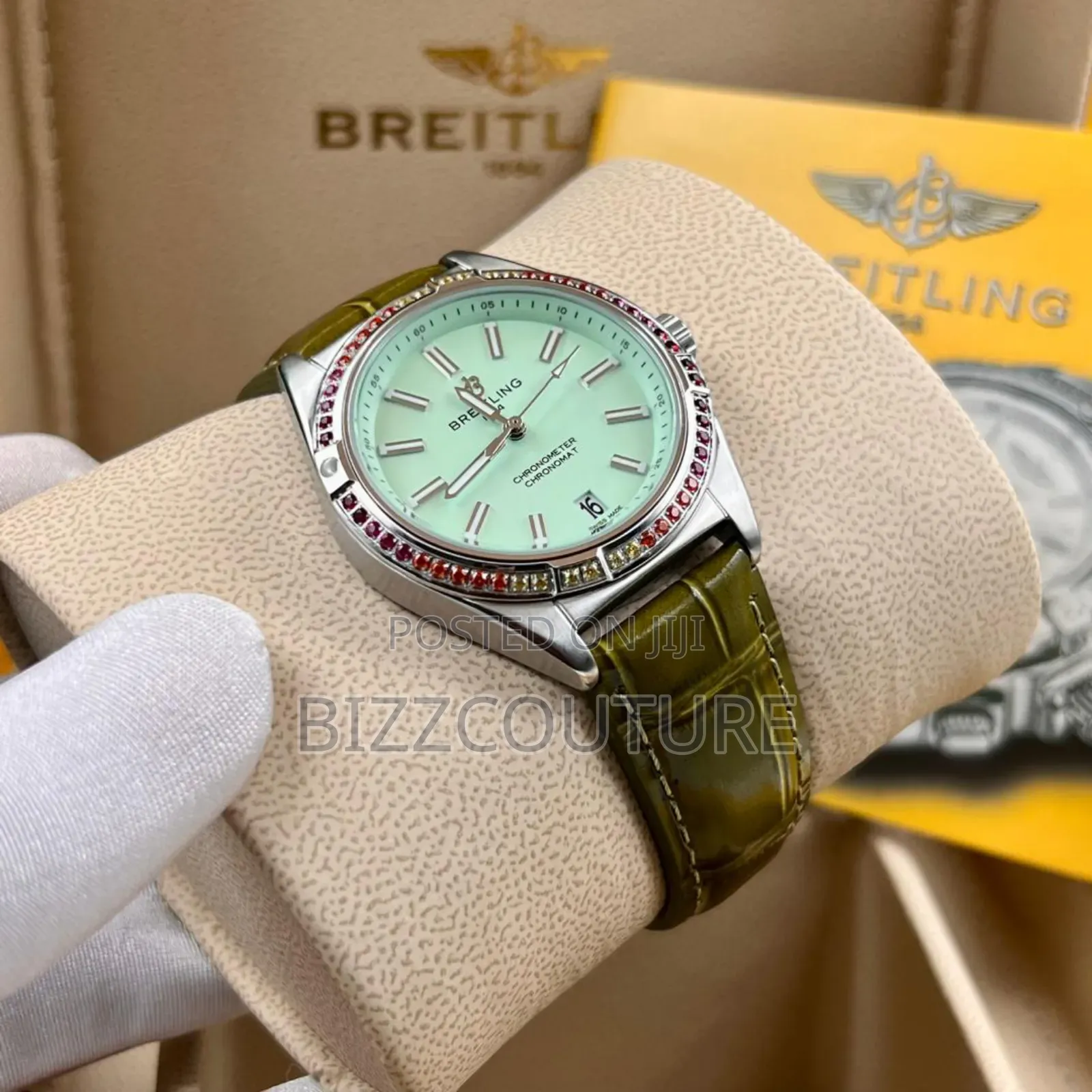 Original Breitling Black Leather Watch Available in Store