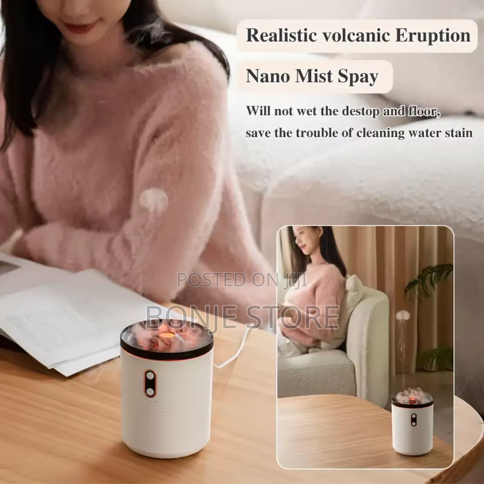 430ml Volcano Flame Humidifier Diffuser - 2 Spray Mode