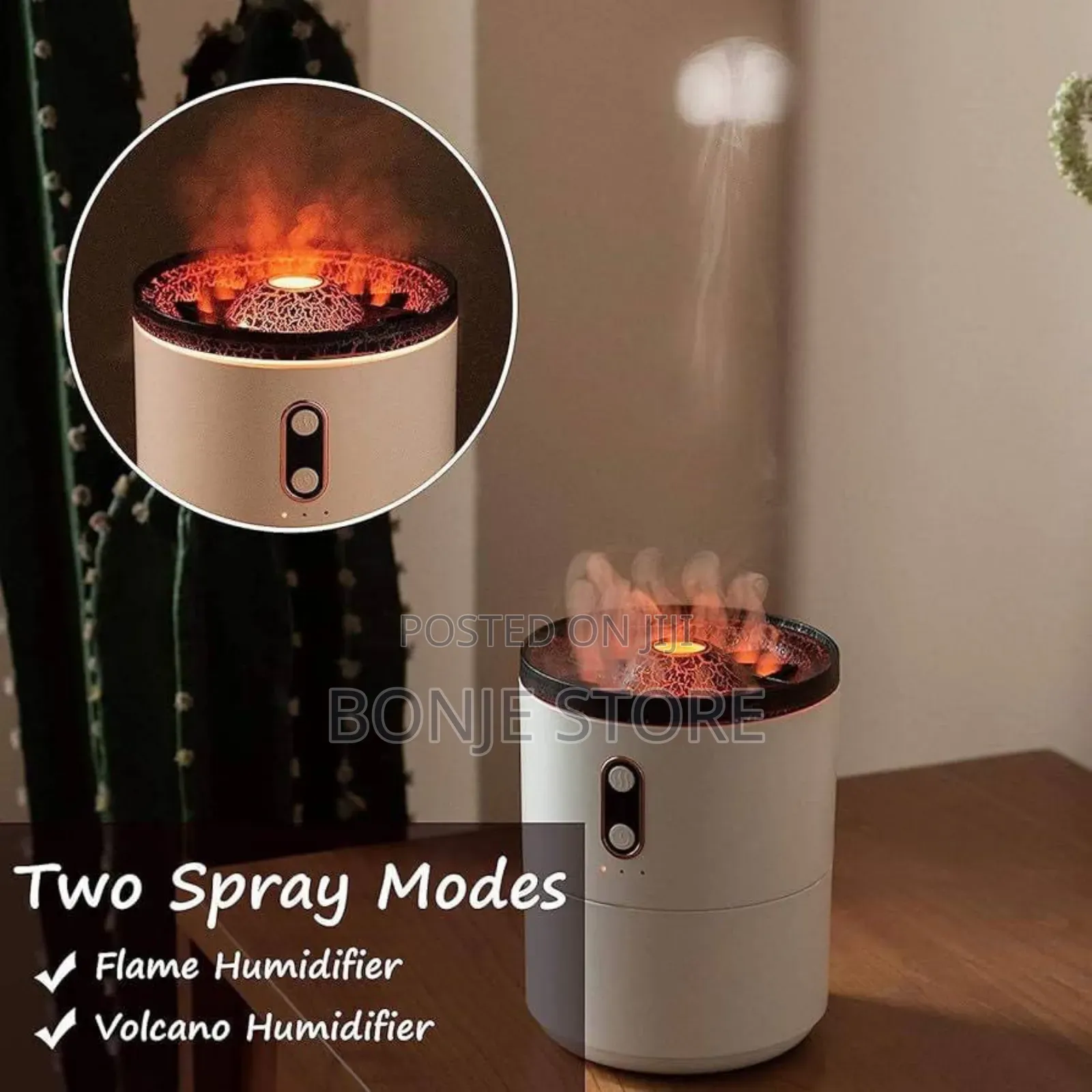 430ml Volcano Flame Humidifier Diffuser - 2 Spray Mode